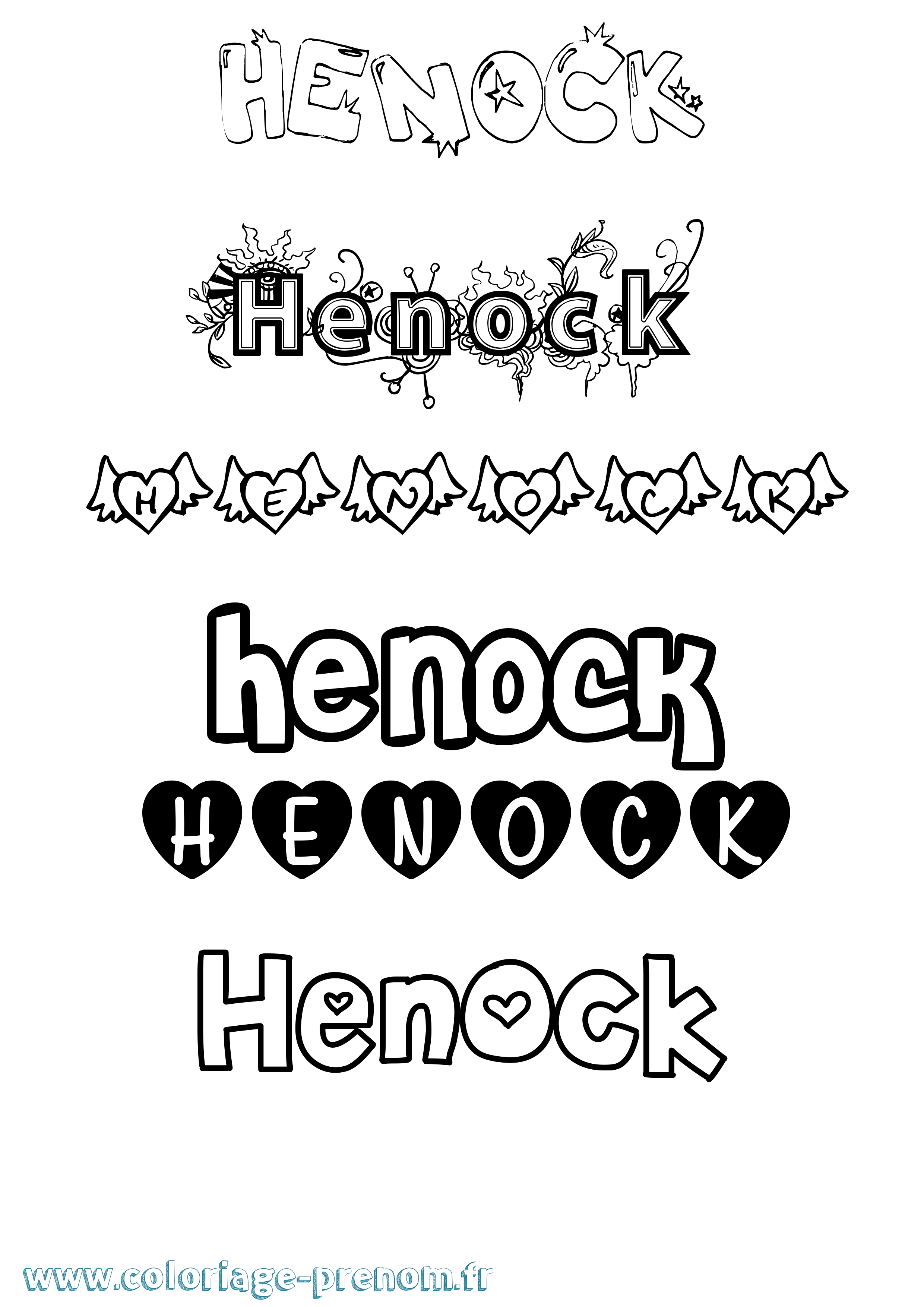 Coloriage Henock Girly Coloriage prénom Henock Girly