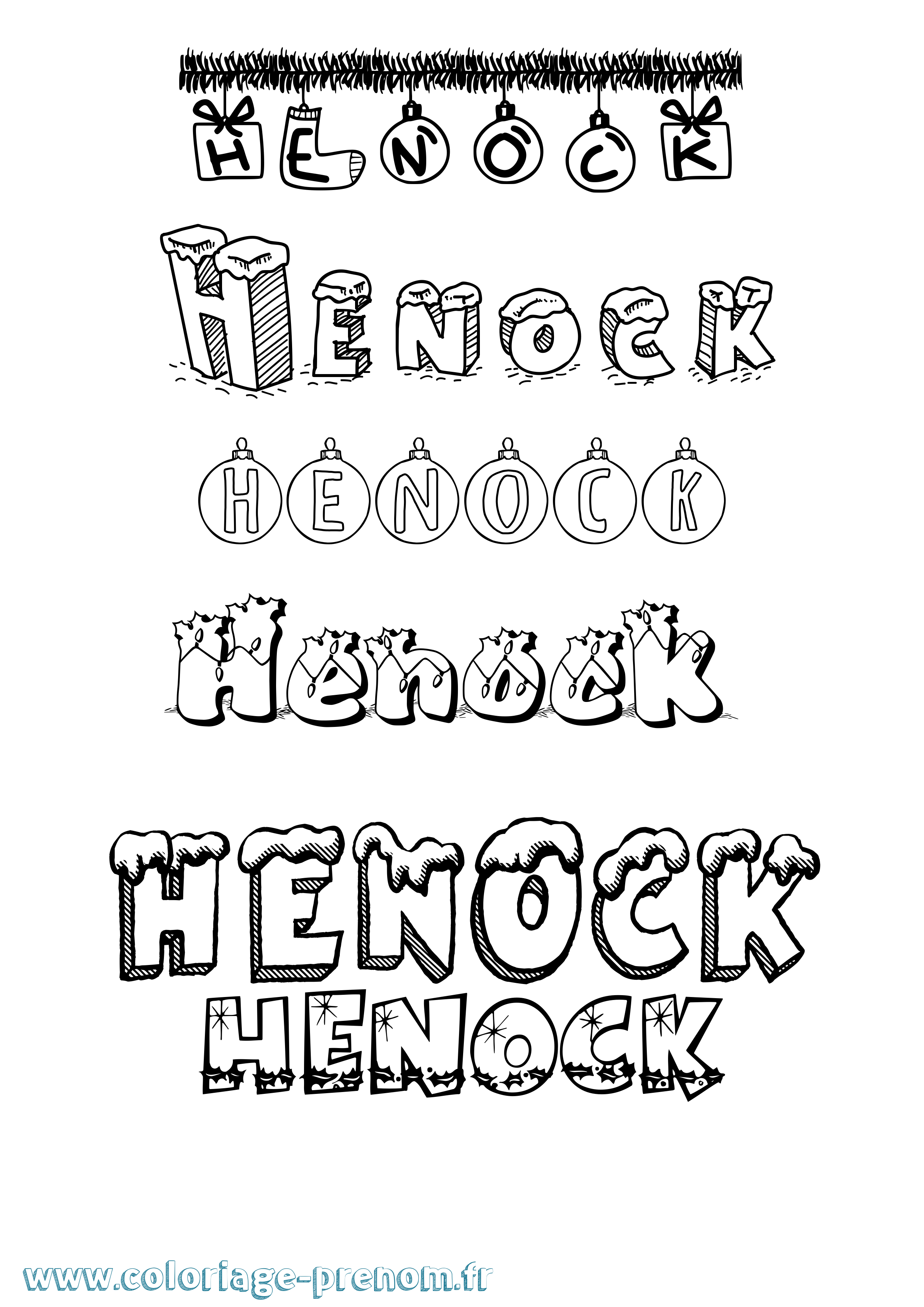 Coloriage Henock Noël Coloriage prénom Henock Noël