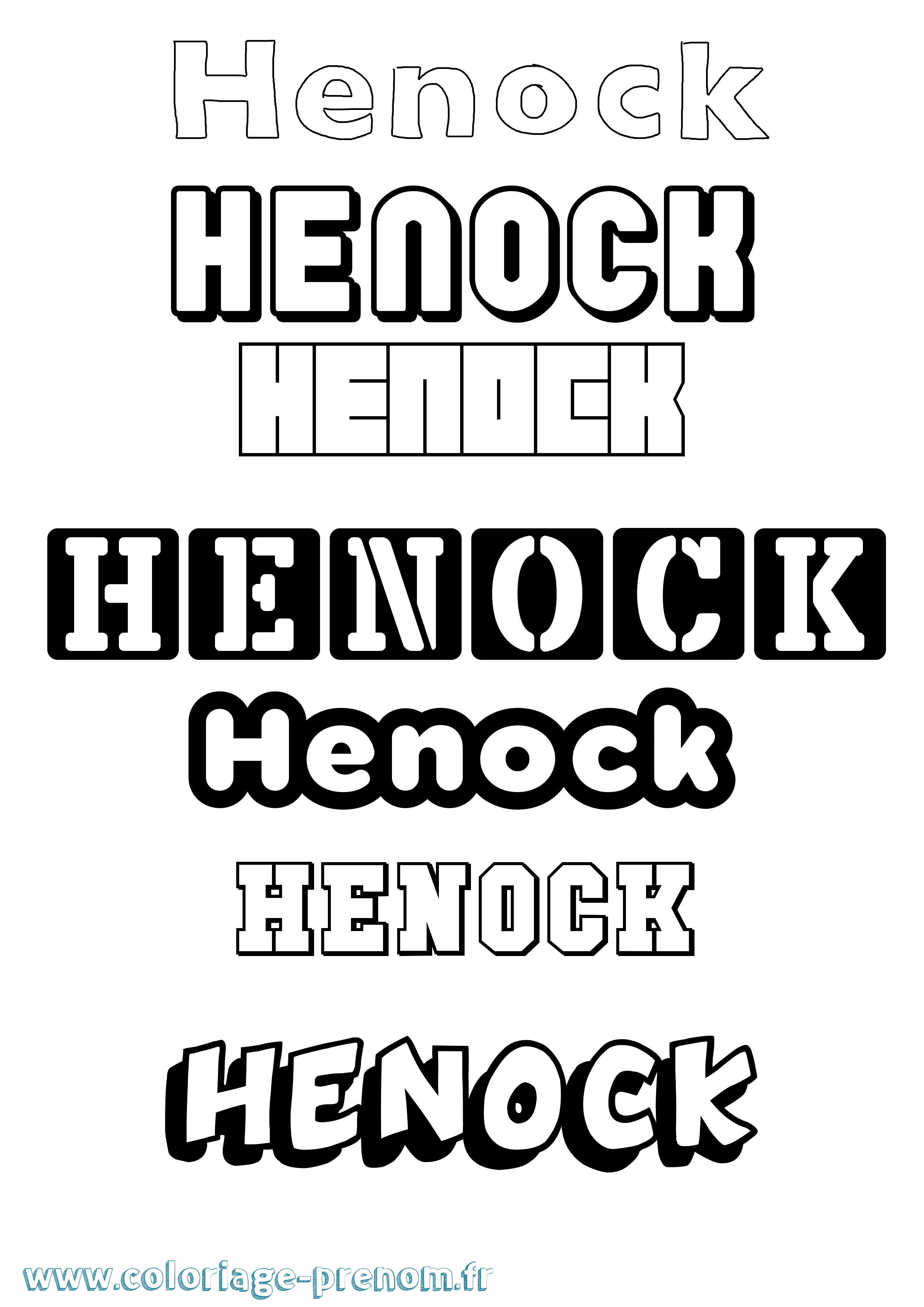 Coloriage prénom Henock Simple