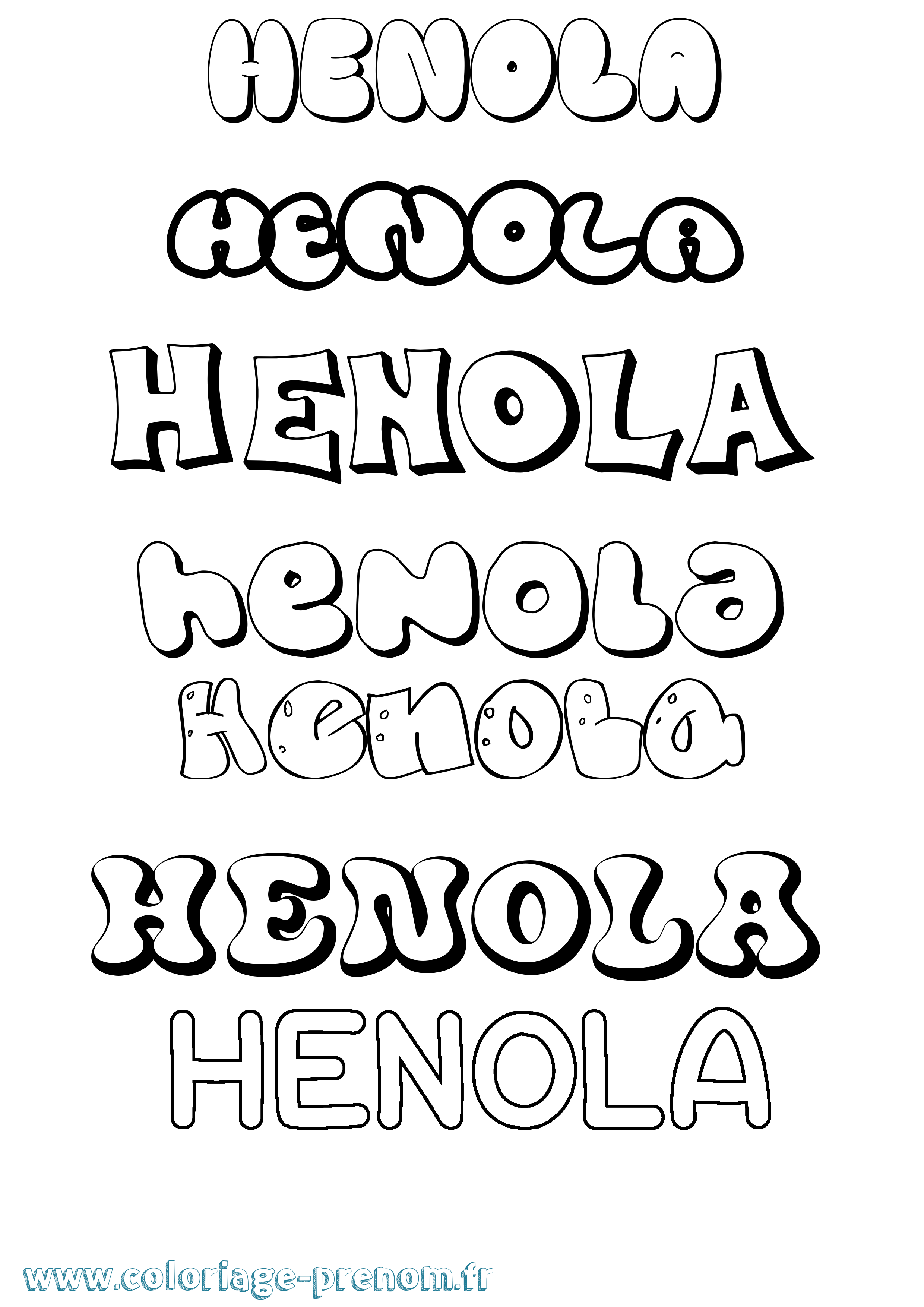 Coloriage Henola Bubble Coloriage prénom Henola Bubble