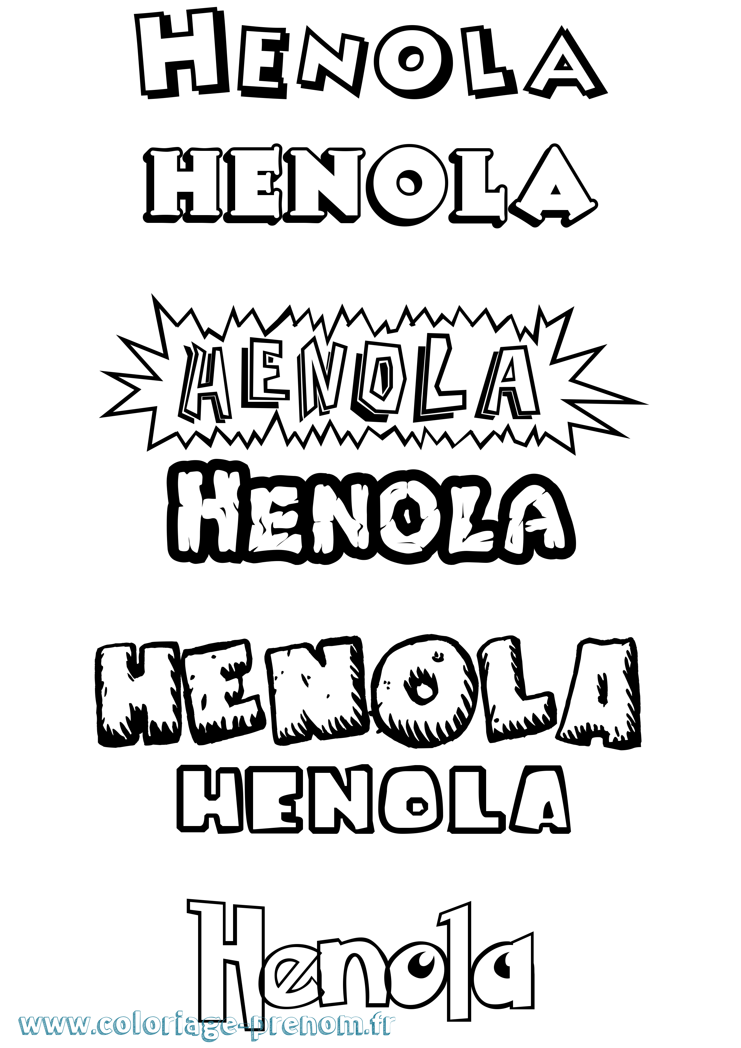 Coloriage prénom Henola Dessin Animé