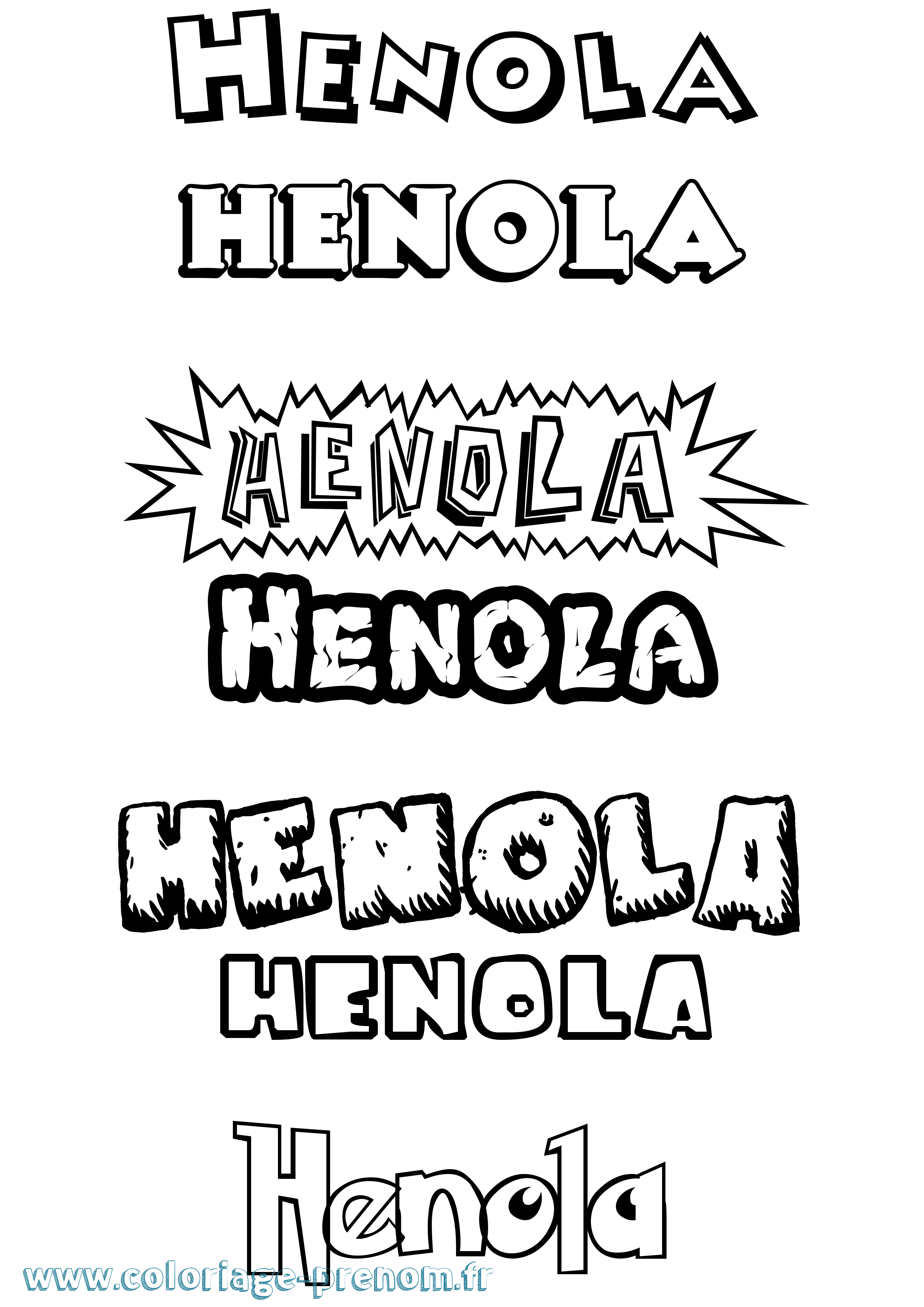 Coloriage Henola Dessin Animé Coloriage prénom Henola Dessin Animé