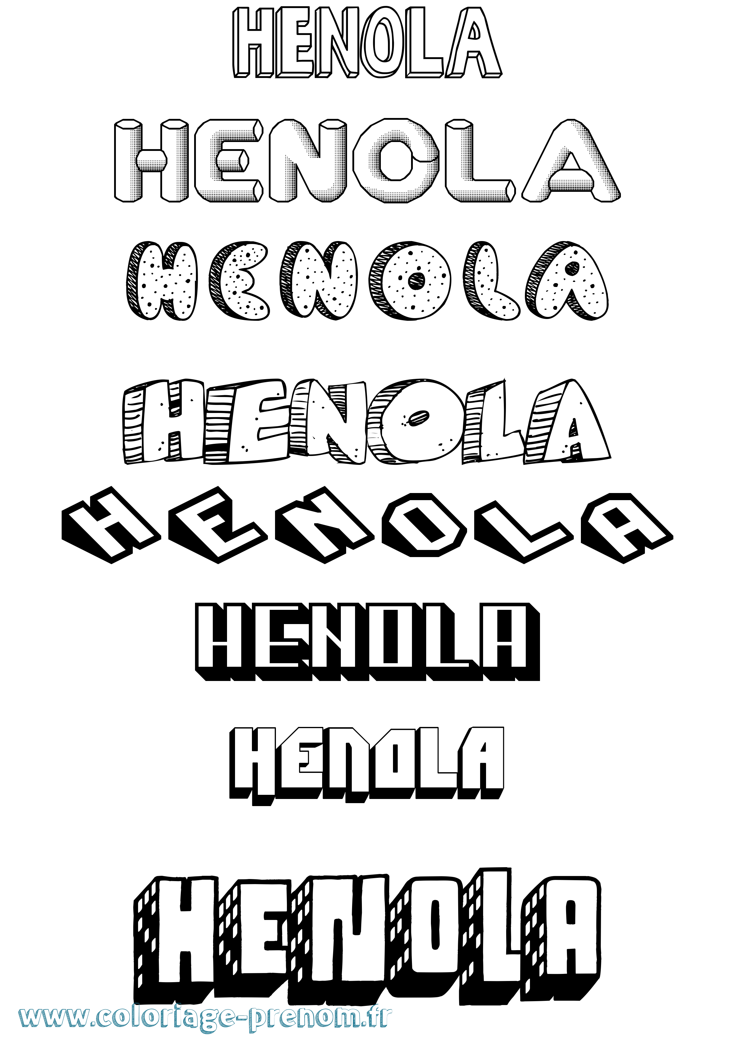 Coloriage Henola Effet 3D Coloriage prénom Henola Effet 3D