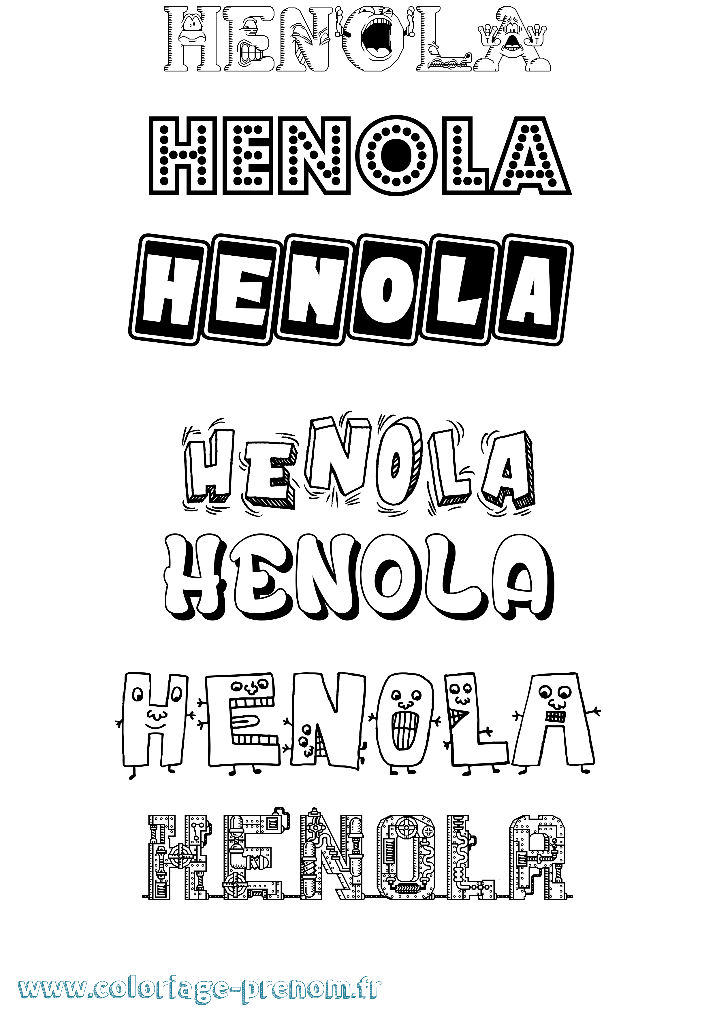 Coloriage prénom Henola Fun
