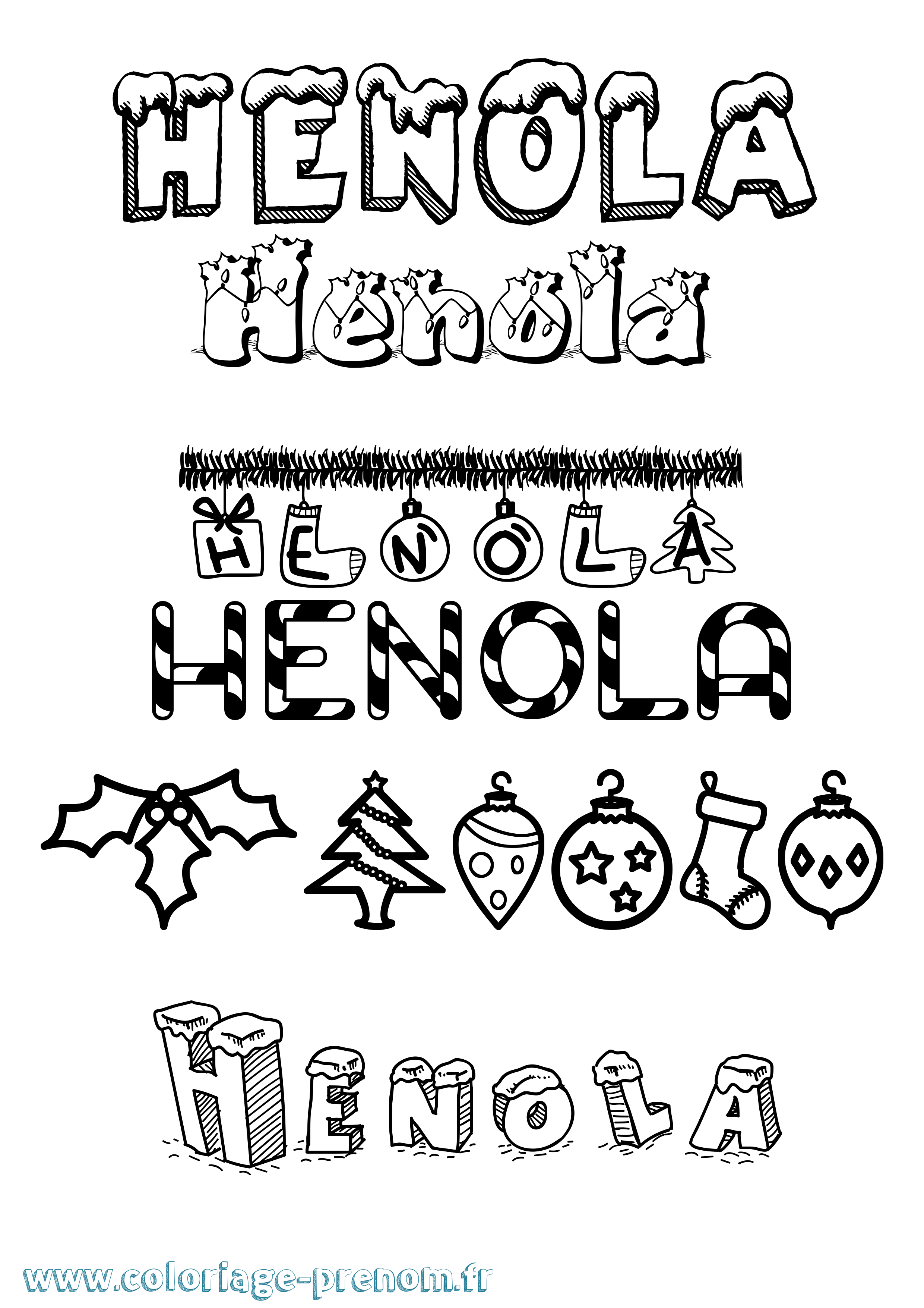 Coloriage Henola Noël Coloriage prénom Henola Noël