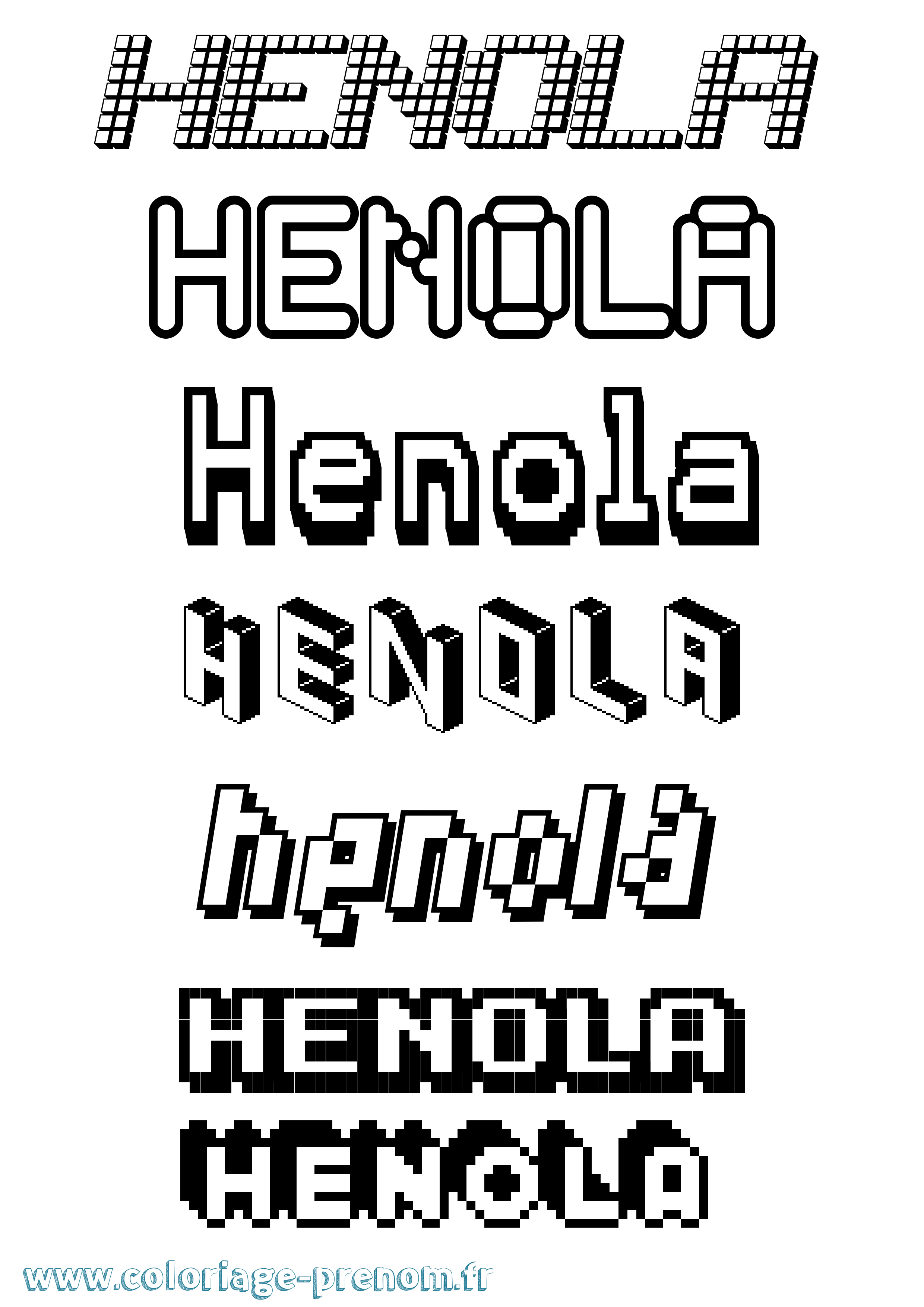 Coloriage Henola Pixel Coloriage prénom Henola Pixel
