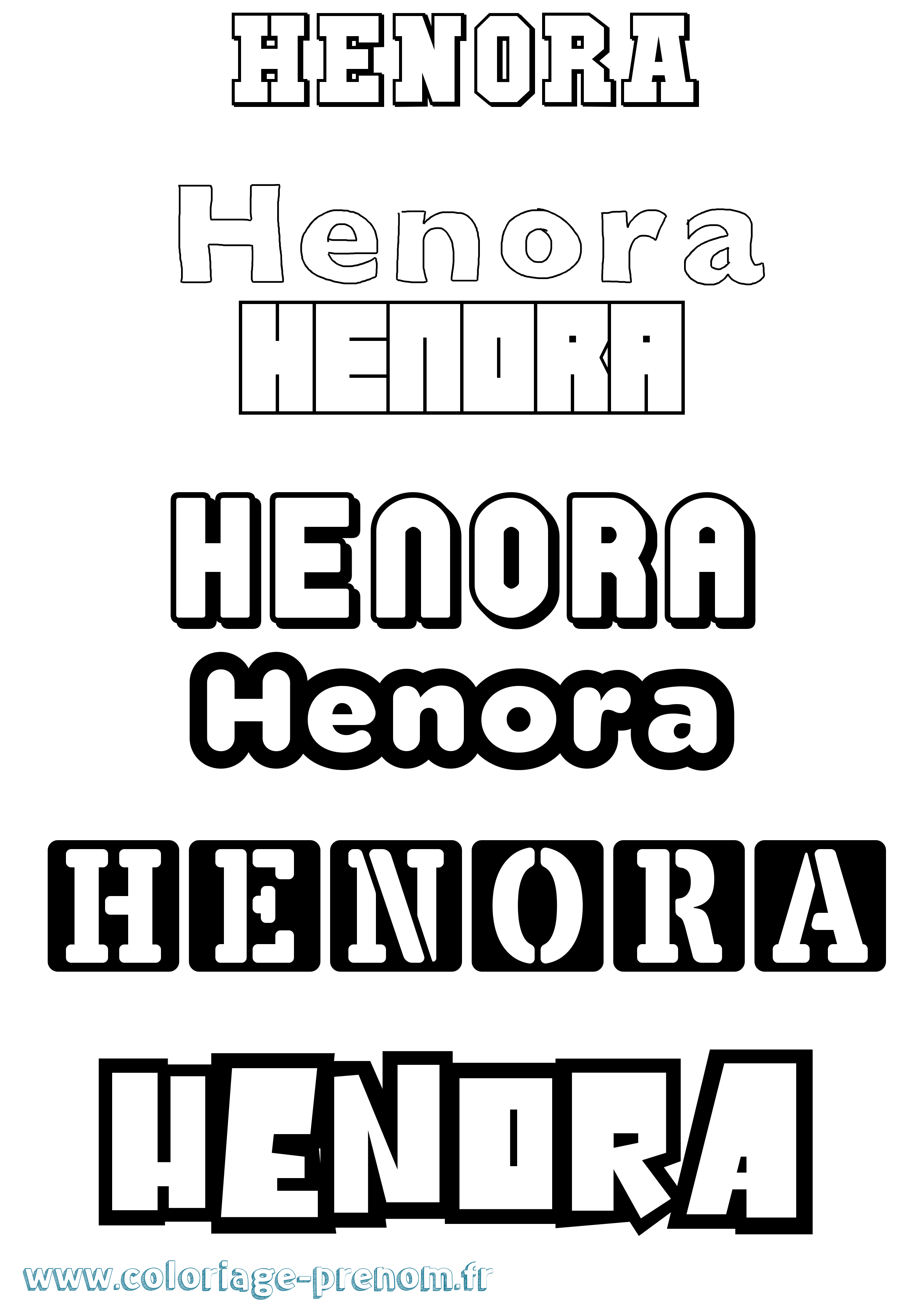 Coloriage prénom Henora Simple