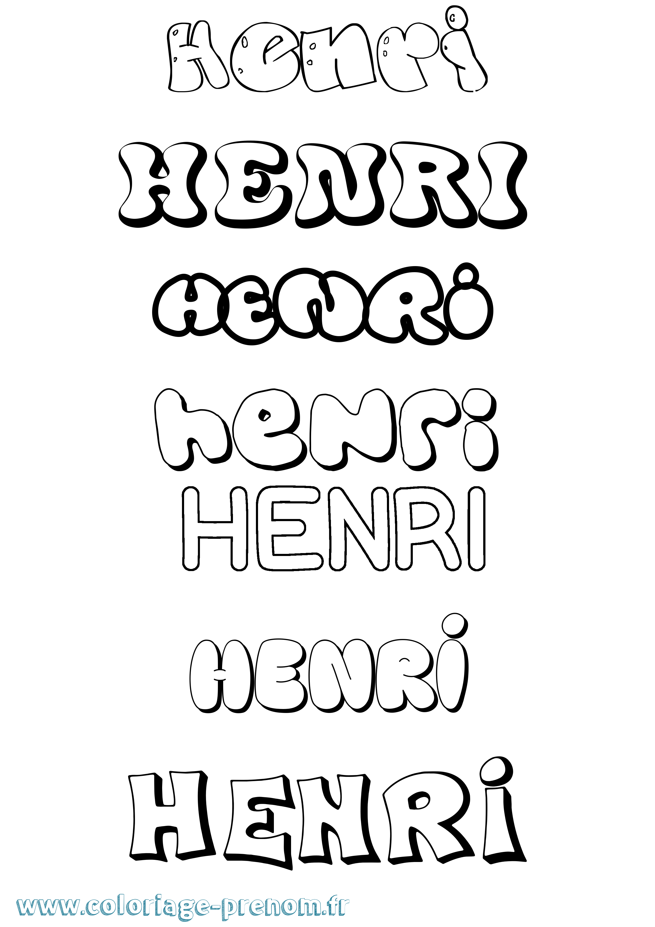 Coloriage prénom Henri Bubble