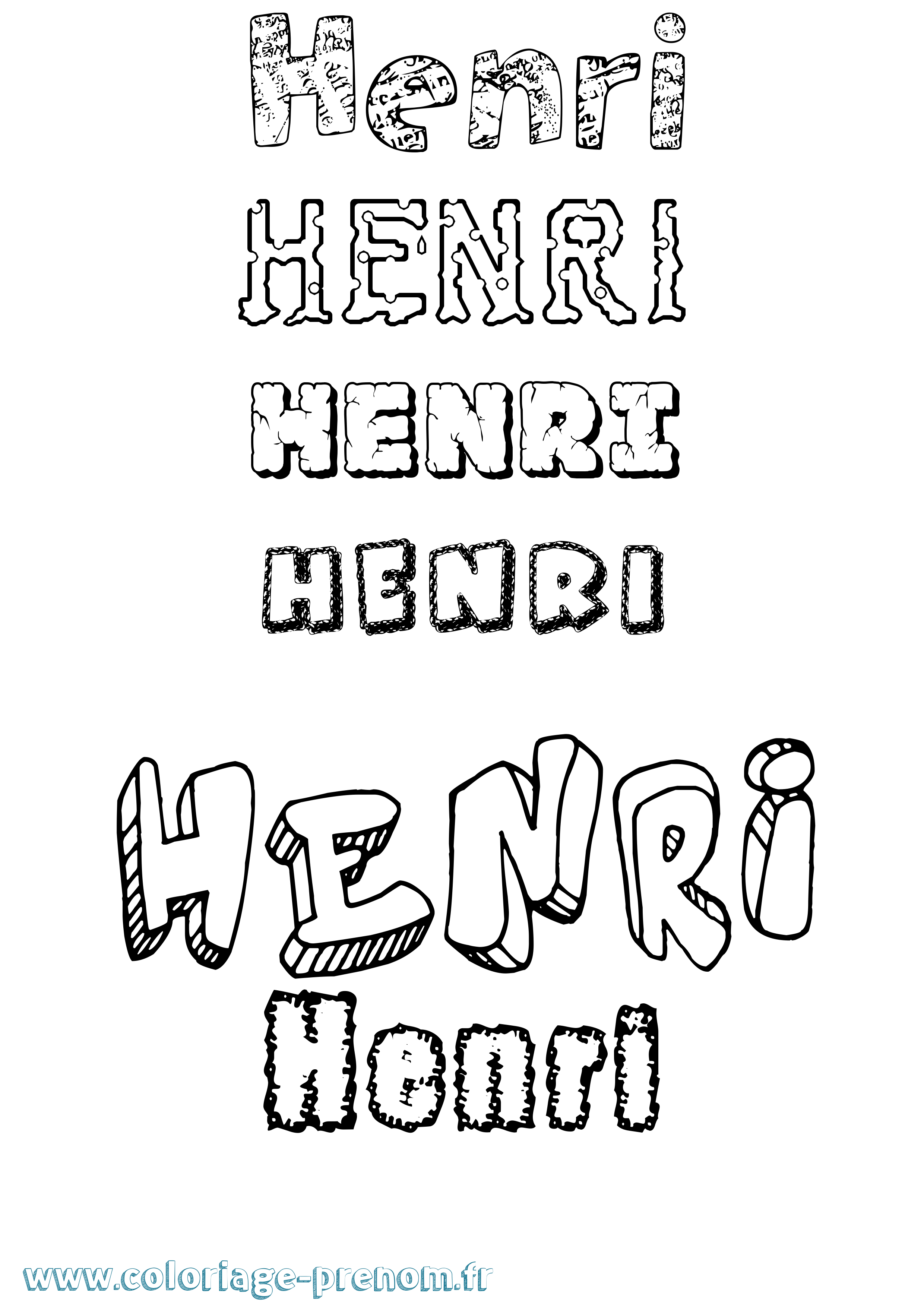 Coloriage prénom Henri Destructuré
