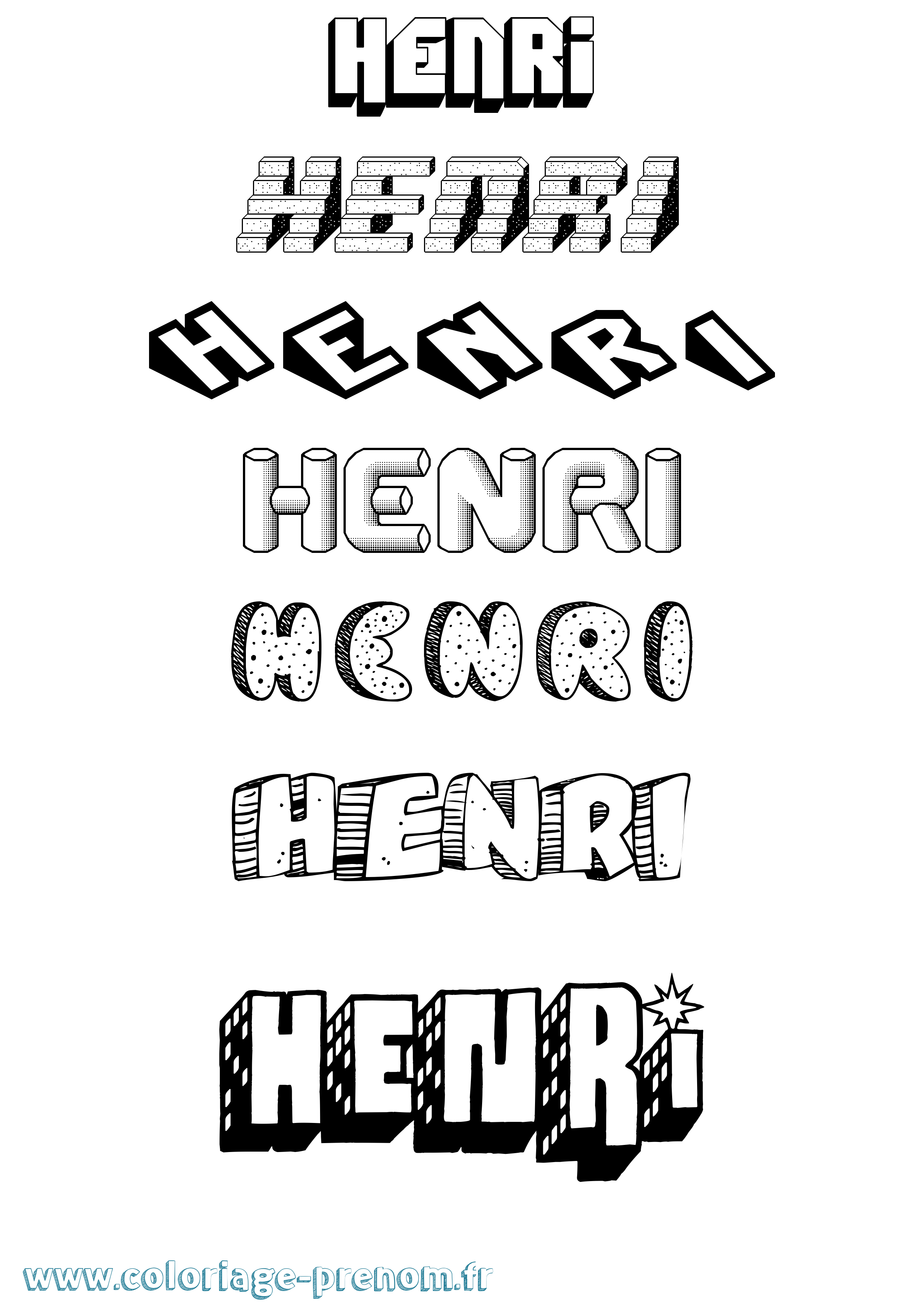 Coloriage Henri Coloriage prénom Henri