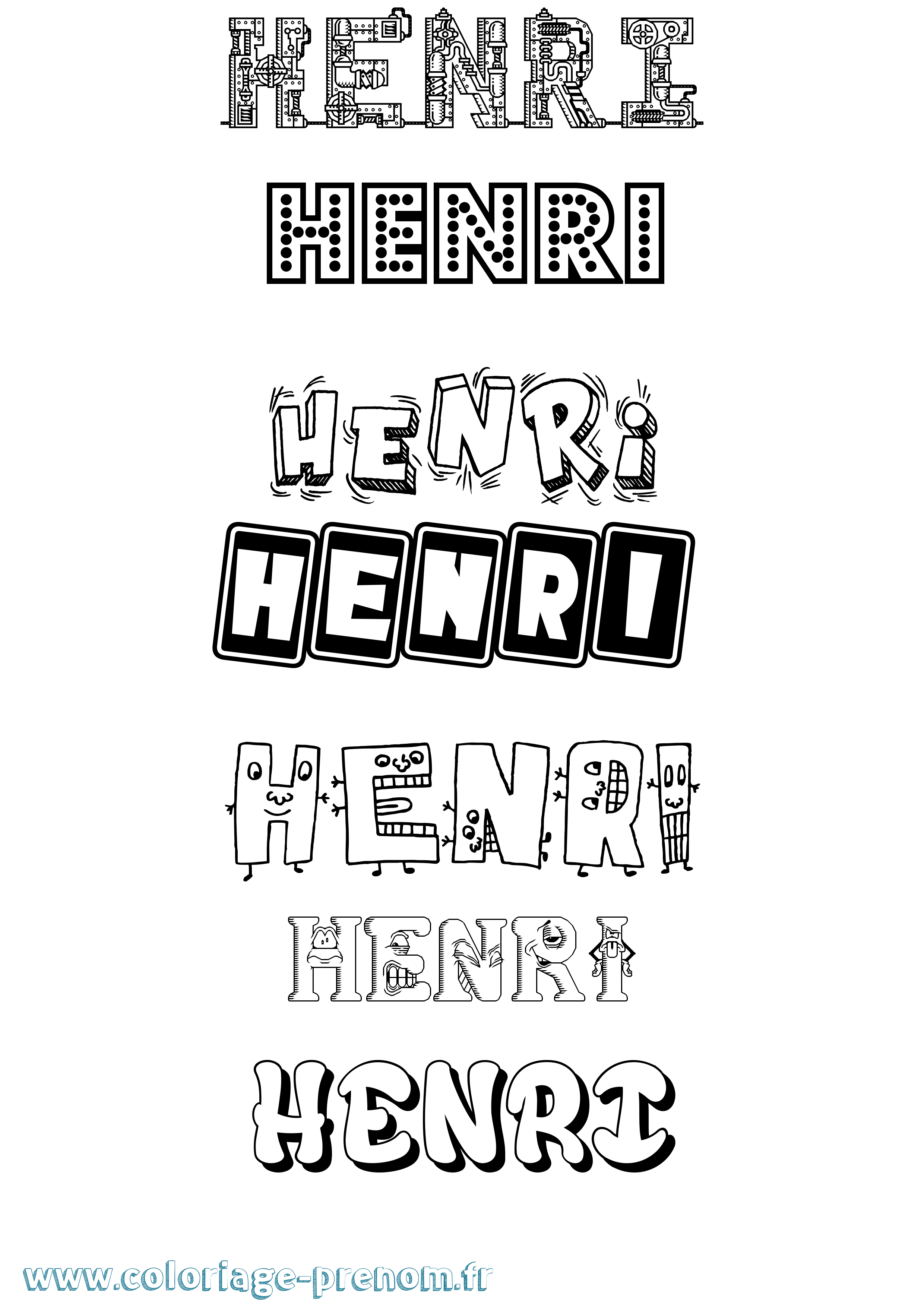 Coloriage prénom Henri Fun