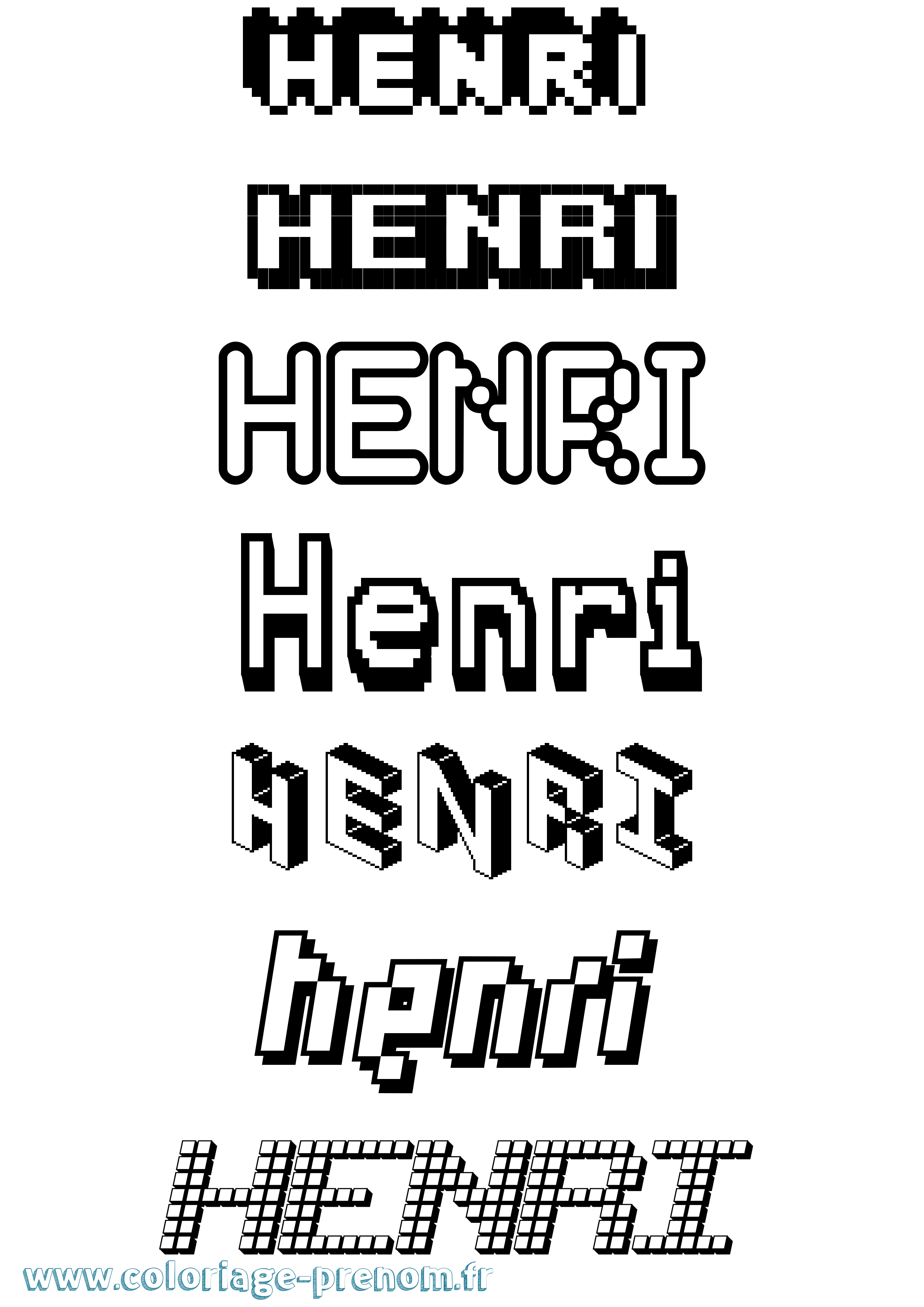 Coloriage prénom Henri Pixel