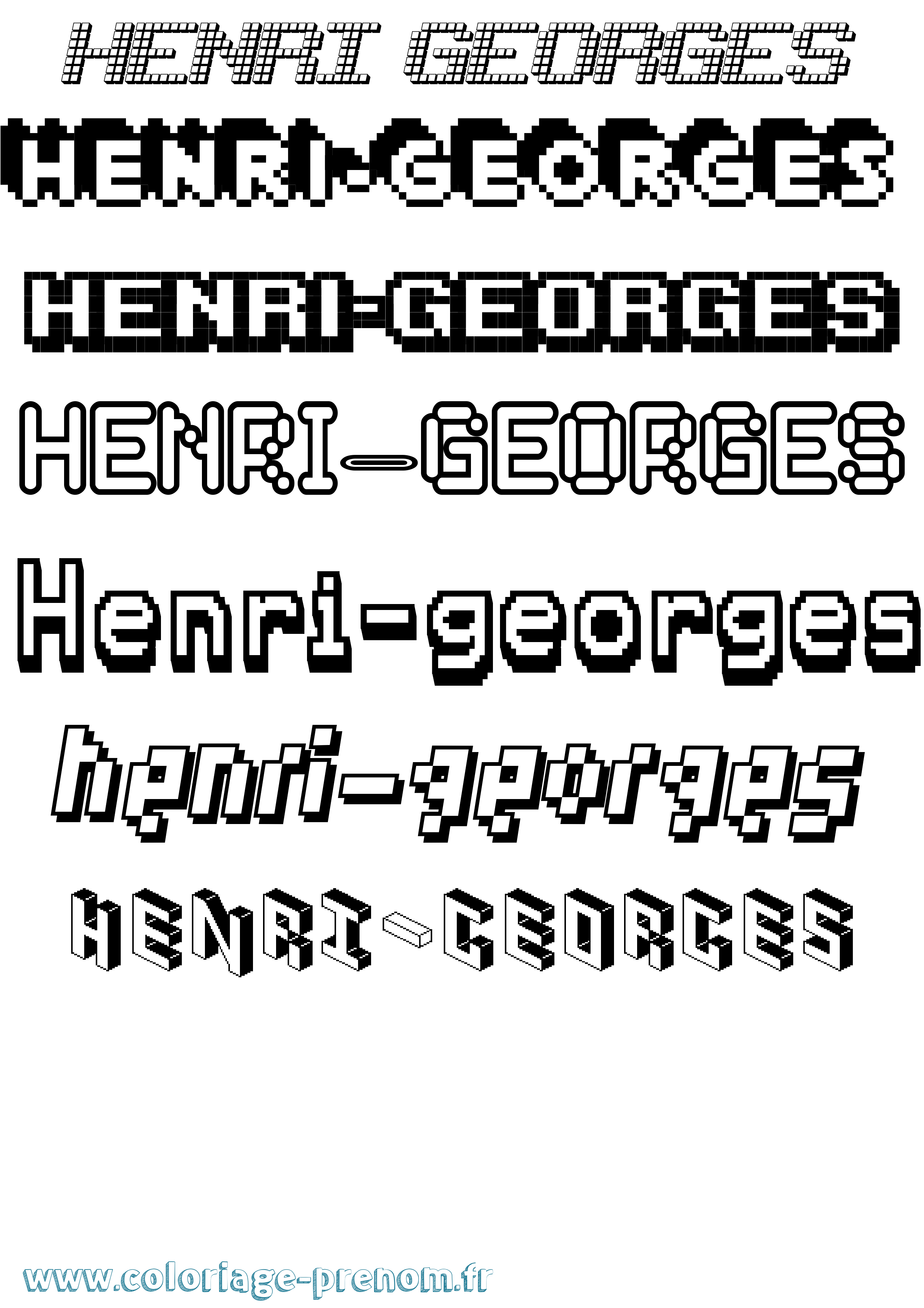 Coloriage prénom Henri-Georges Pixel