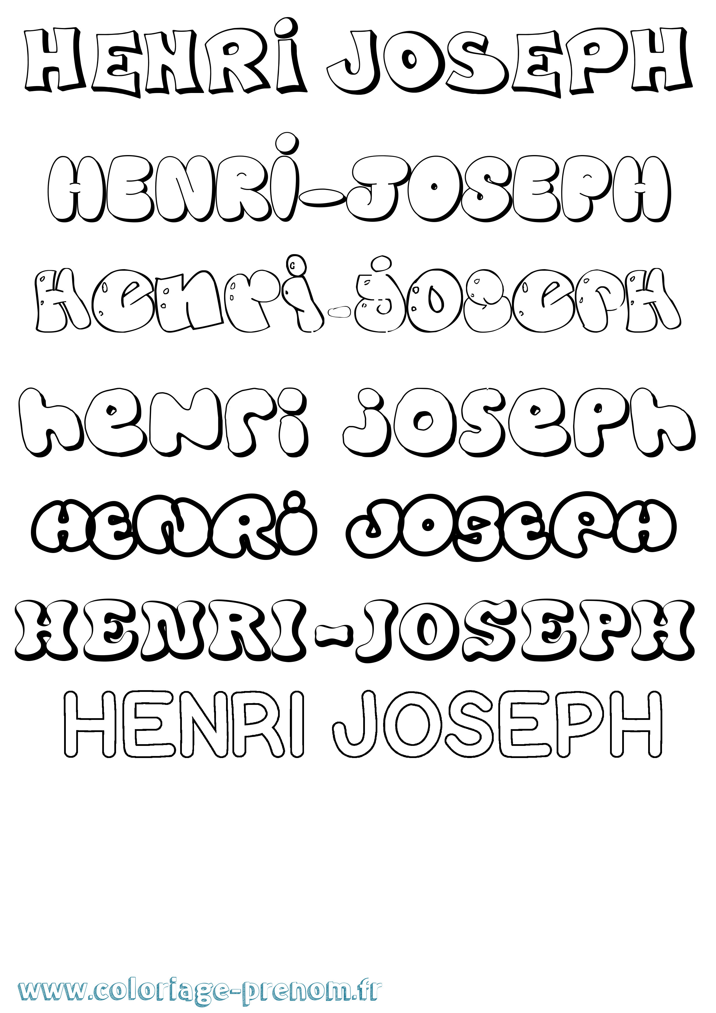 Coloriage prénom Henri-Joseph Bubble