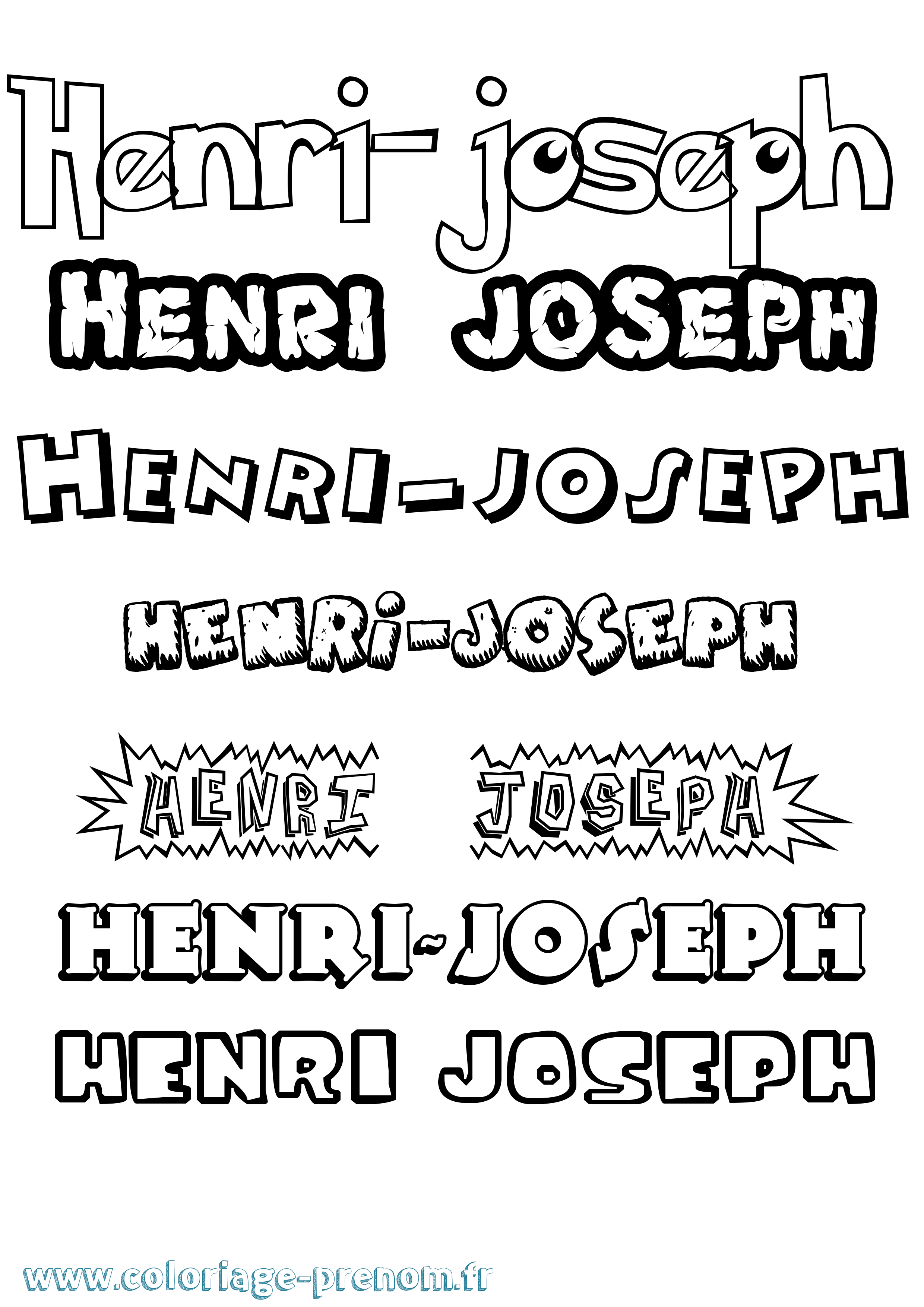 Coloriage prénom Henri-Joseph Dessin Animé