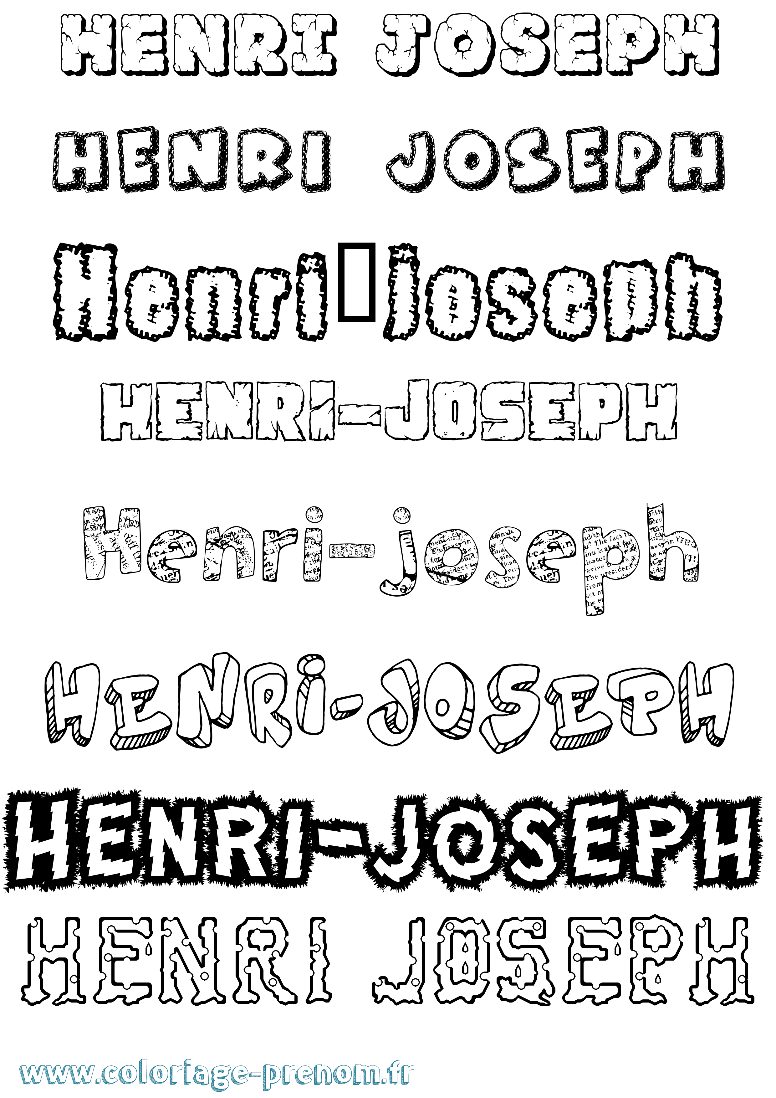 Coloriage prénom Henri-Joseph Destructuré