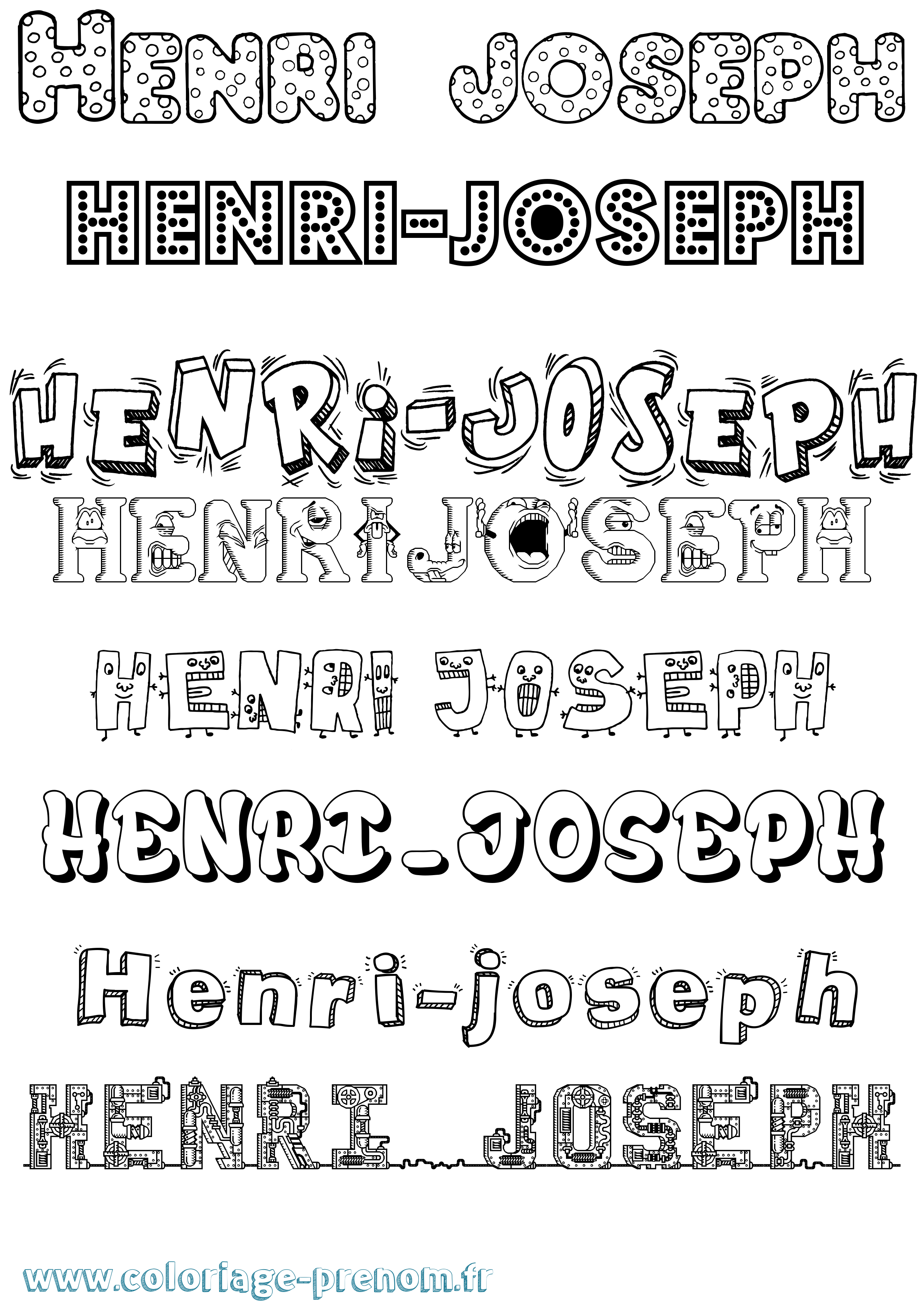 Coloriage prénom Henri-Joseph Fun