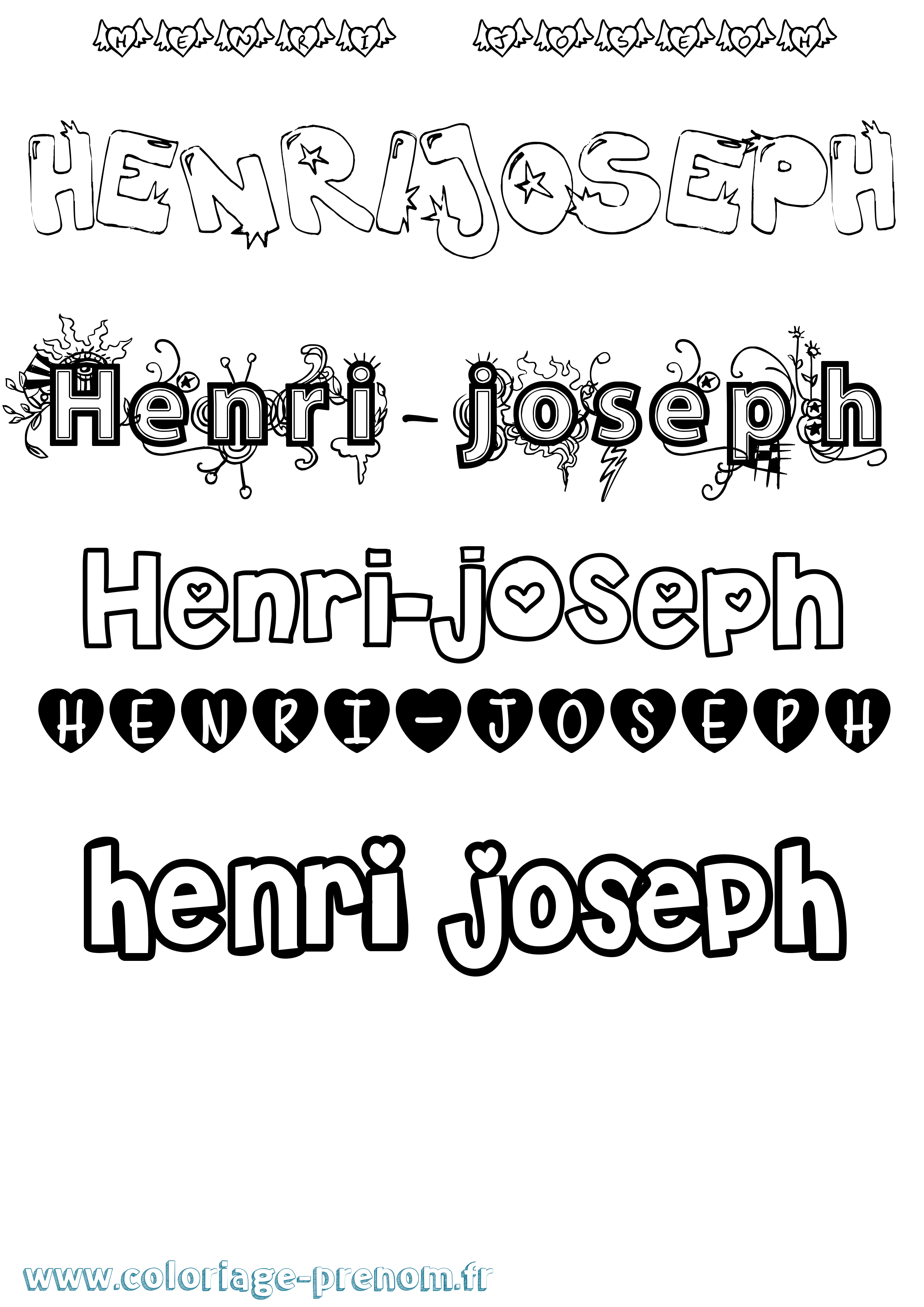 Coloriage prénom Henri-Joseph Girly