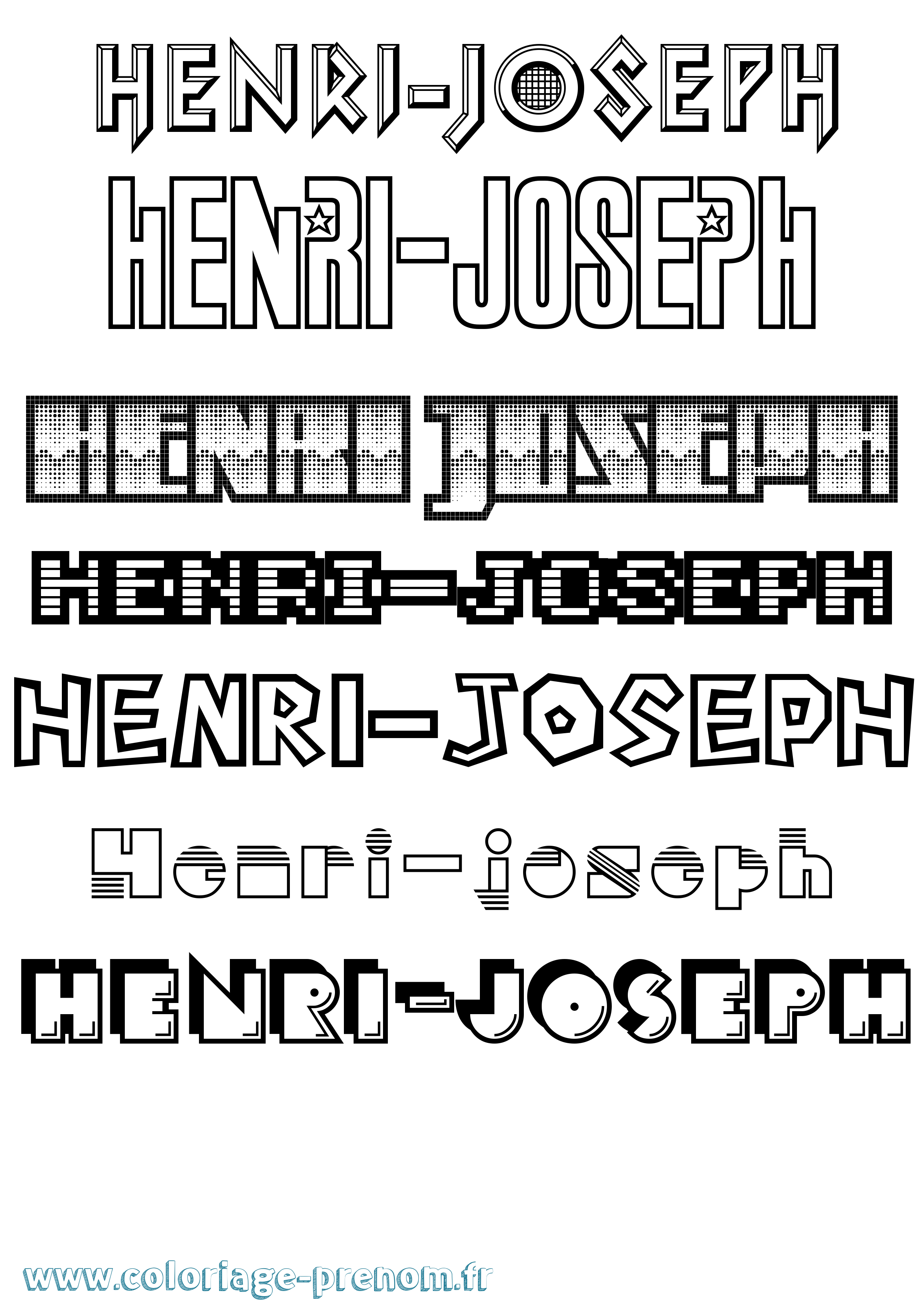 Coloriage prénom Henri-Joseph Jeux Vidéos