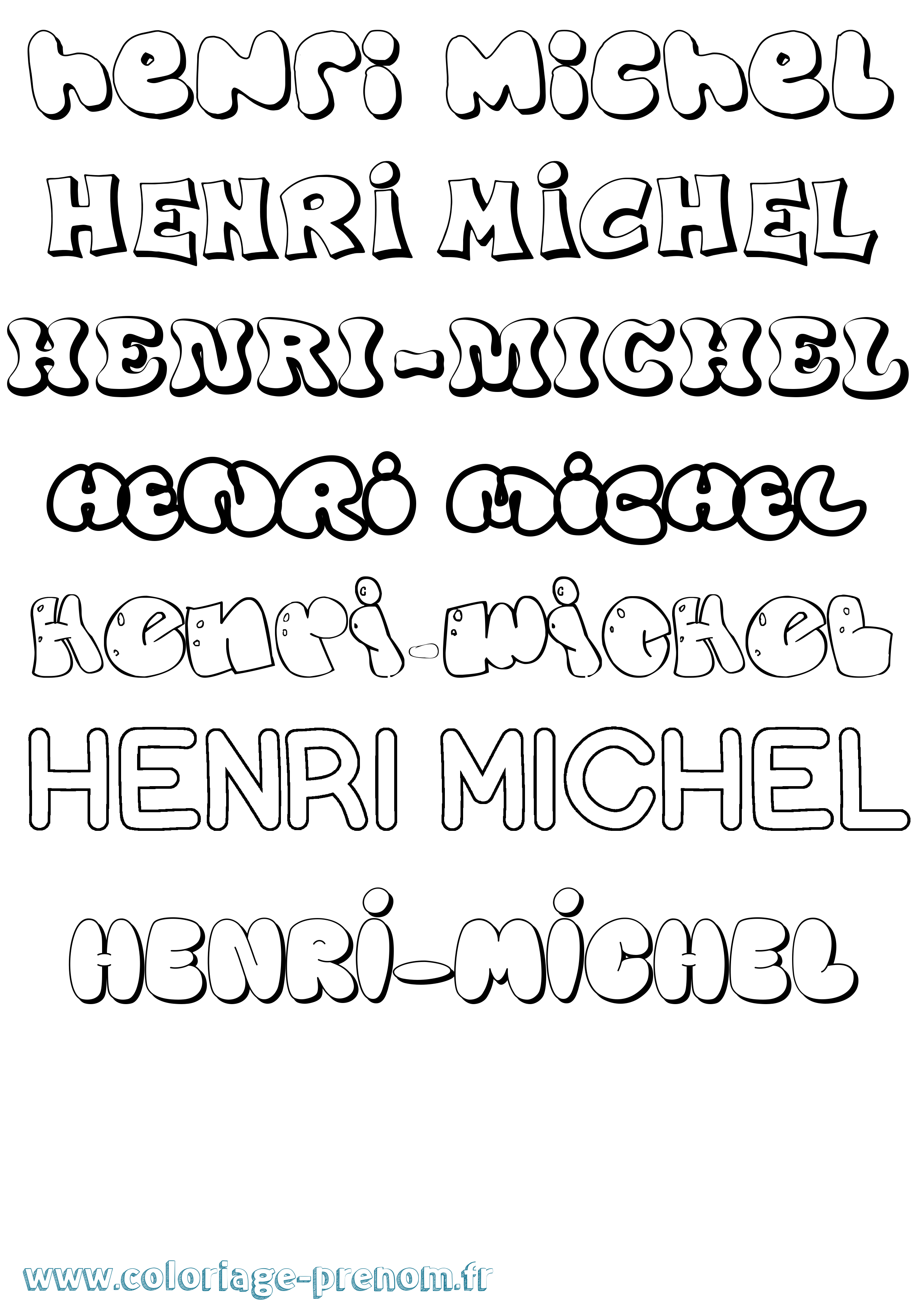 Coloriage prénom Henri-Michel Bubble