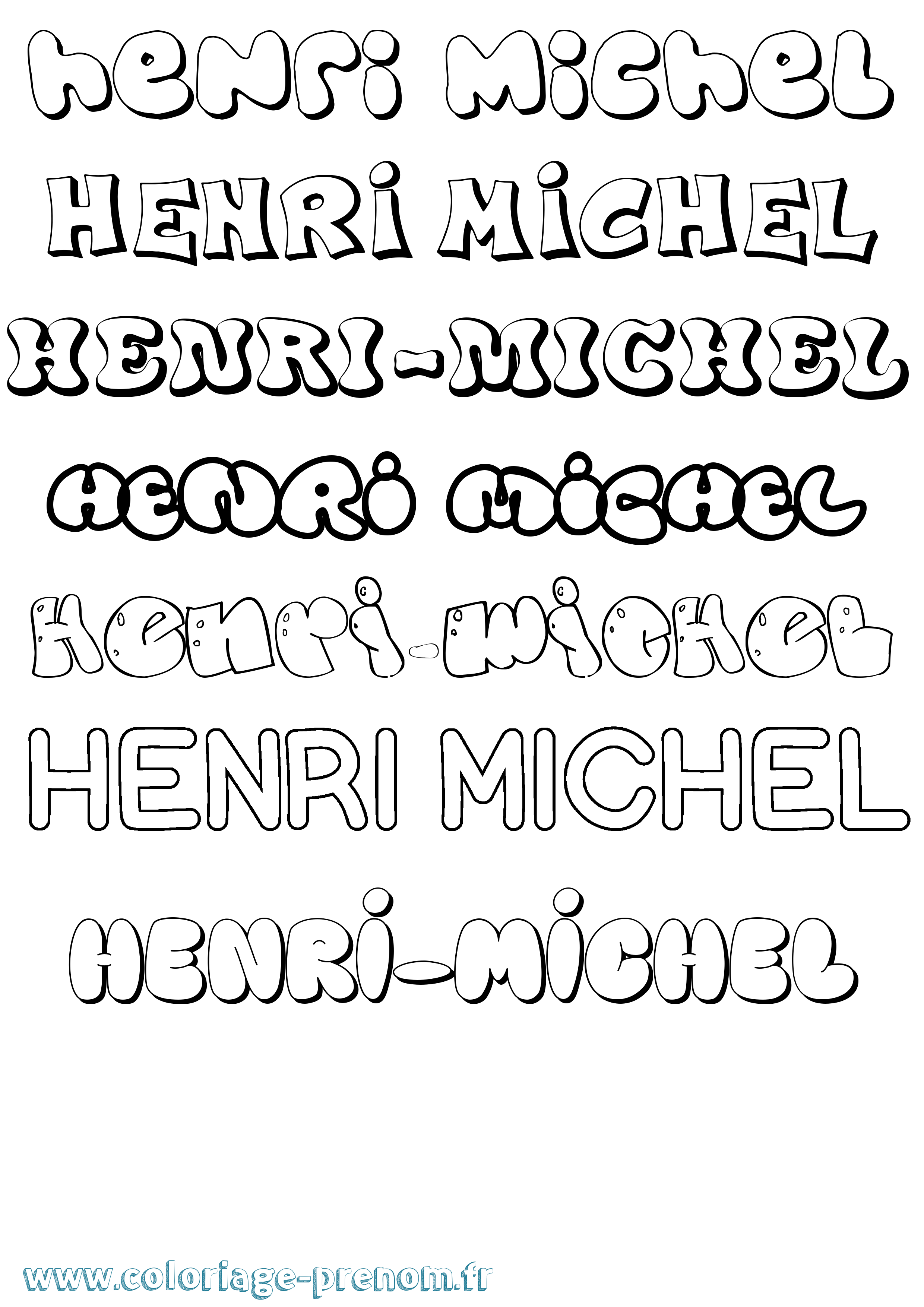 Coloriage Henri-Michel Bubble Coloriage prénom Henri-Michel Bubble
