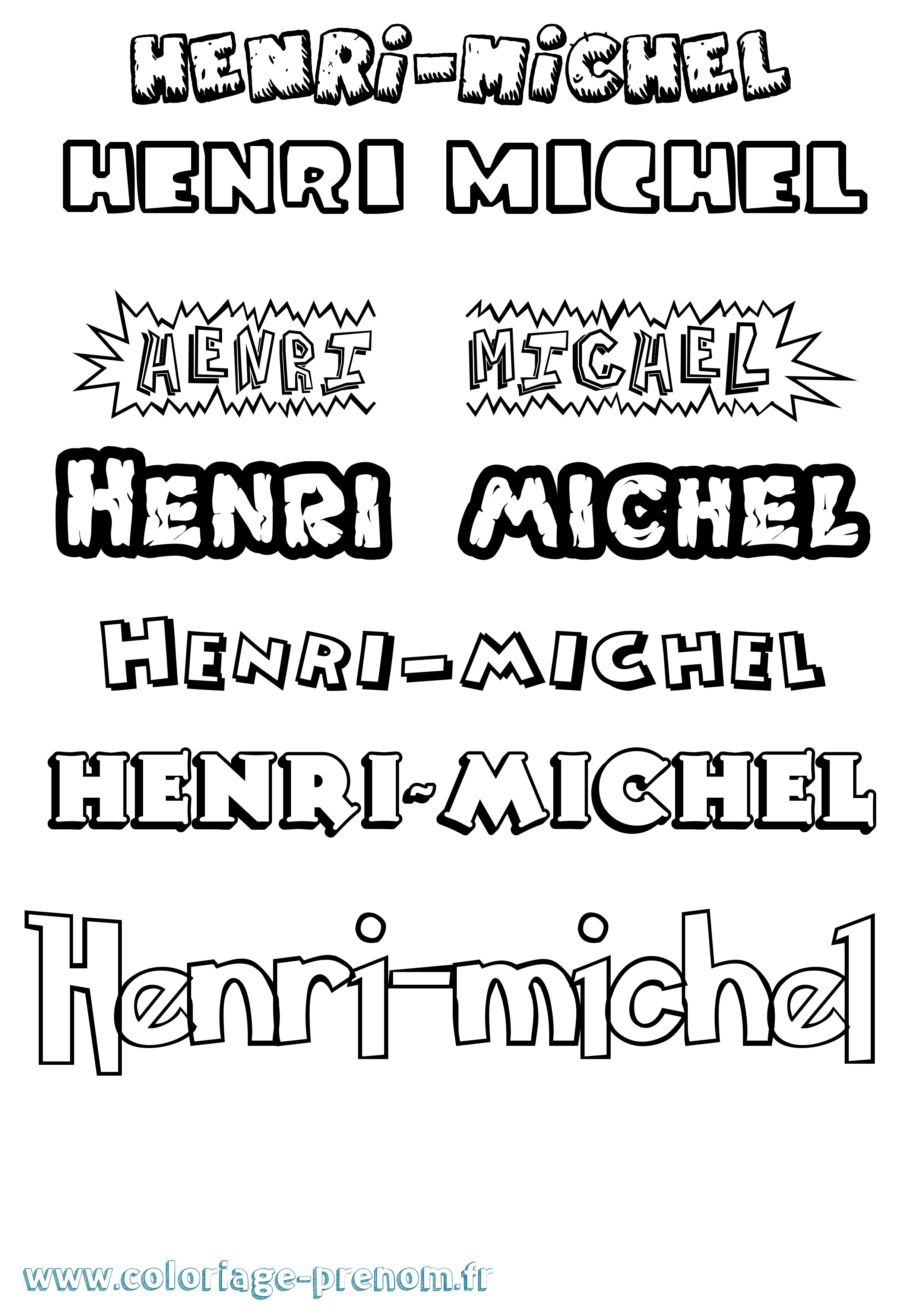 Coloriage Henri-Michel Dessin Animé Coloriage prénom Henri-Michel Dessin Animé