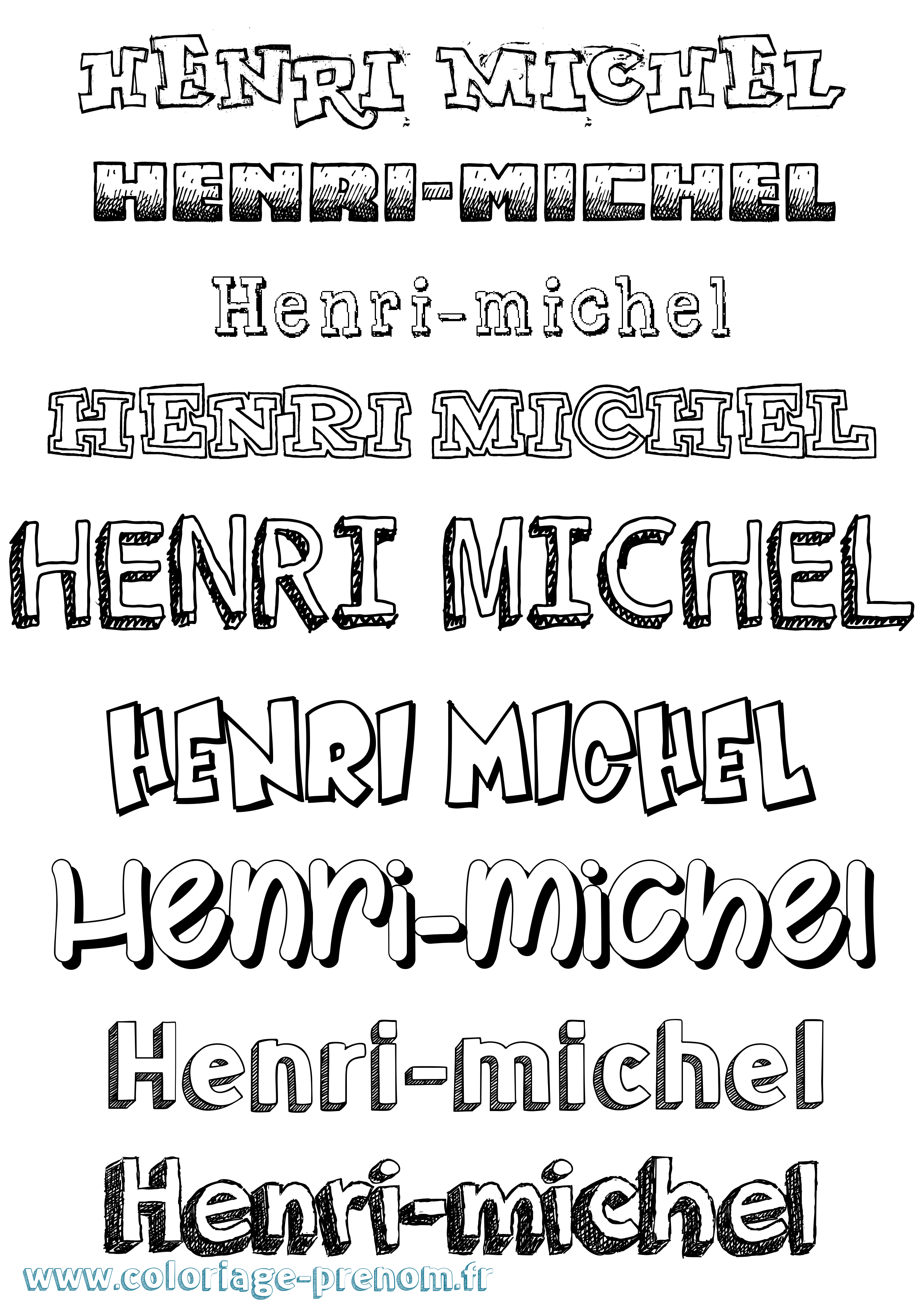 Coloriage Henri-Michel Dessiné Coloriage prénom Henri-Michel Dessiné