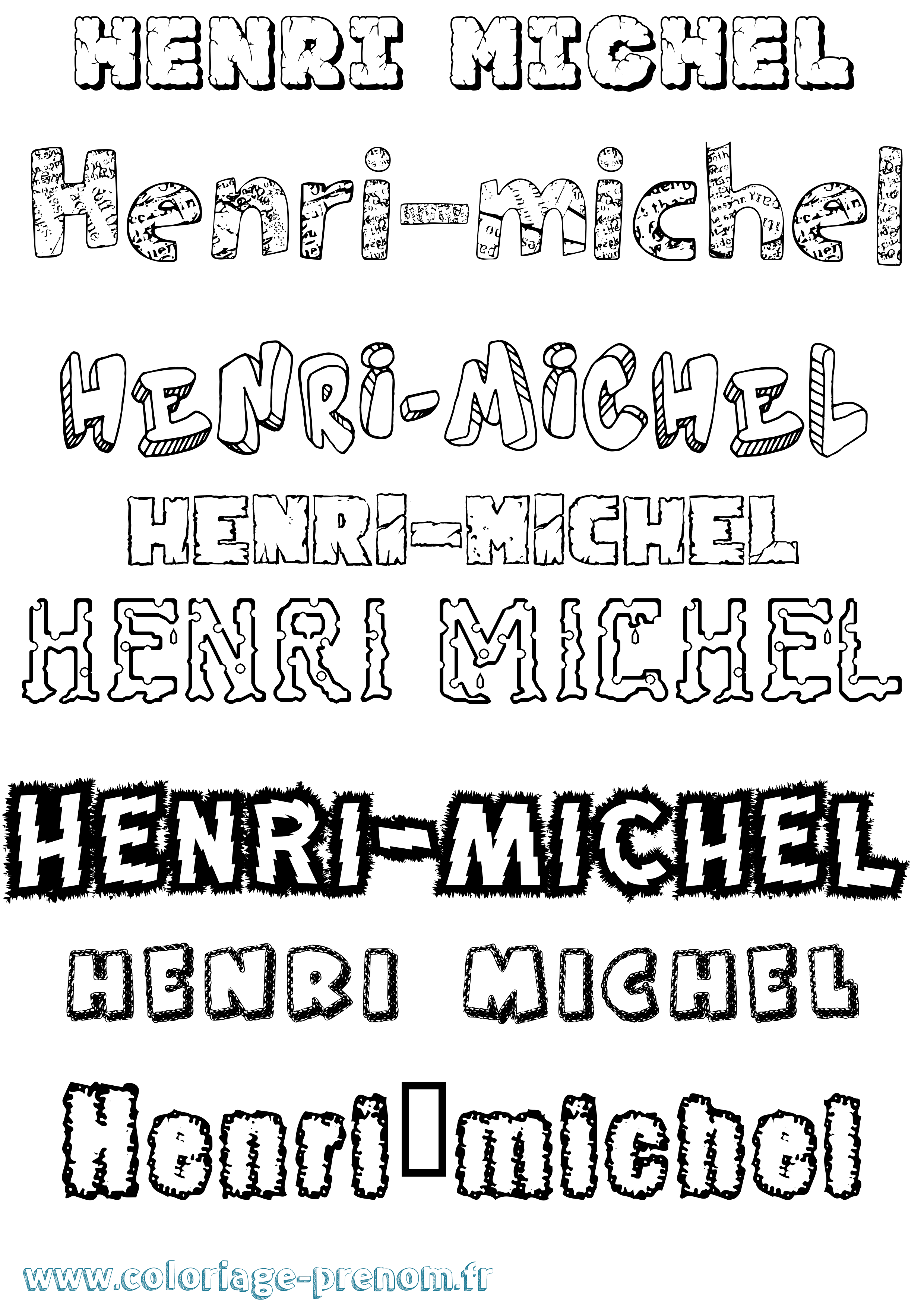 Coloriage Henri-Michel Destructuré Coloriage prénom Henri-Michel Destructuré