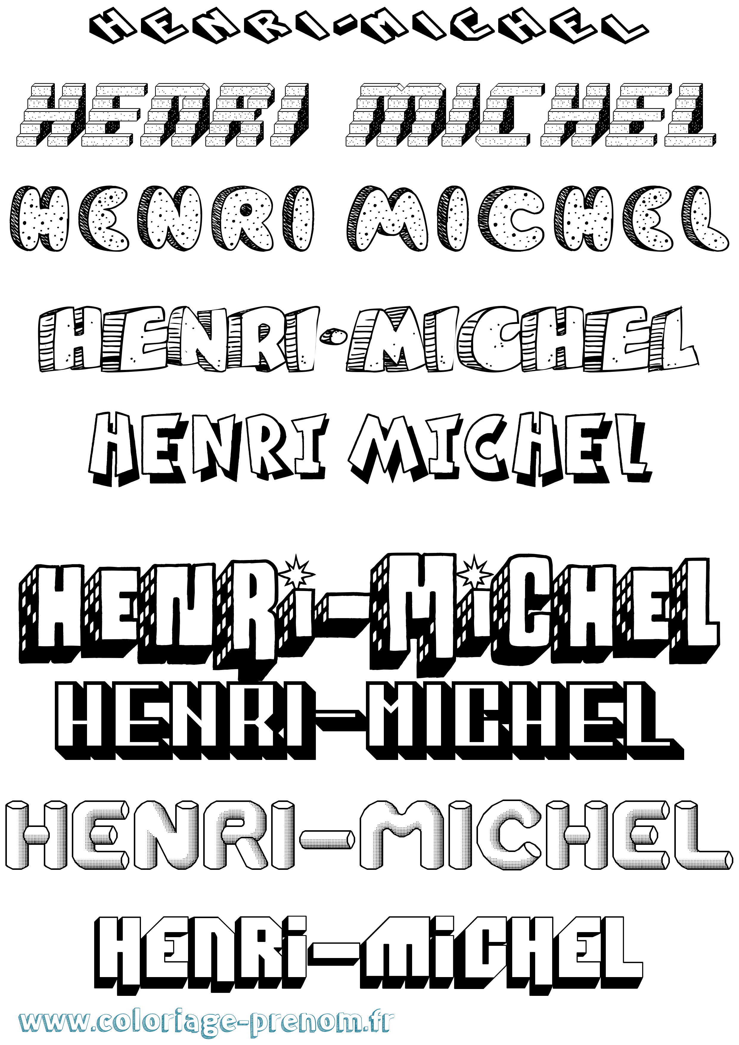 Coloriage prénom Henri-Michel Effet 3D