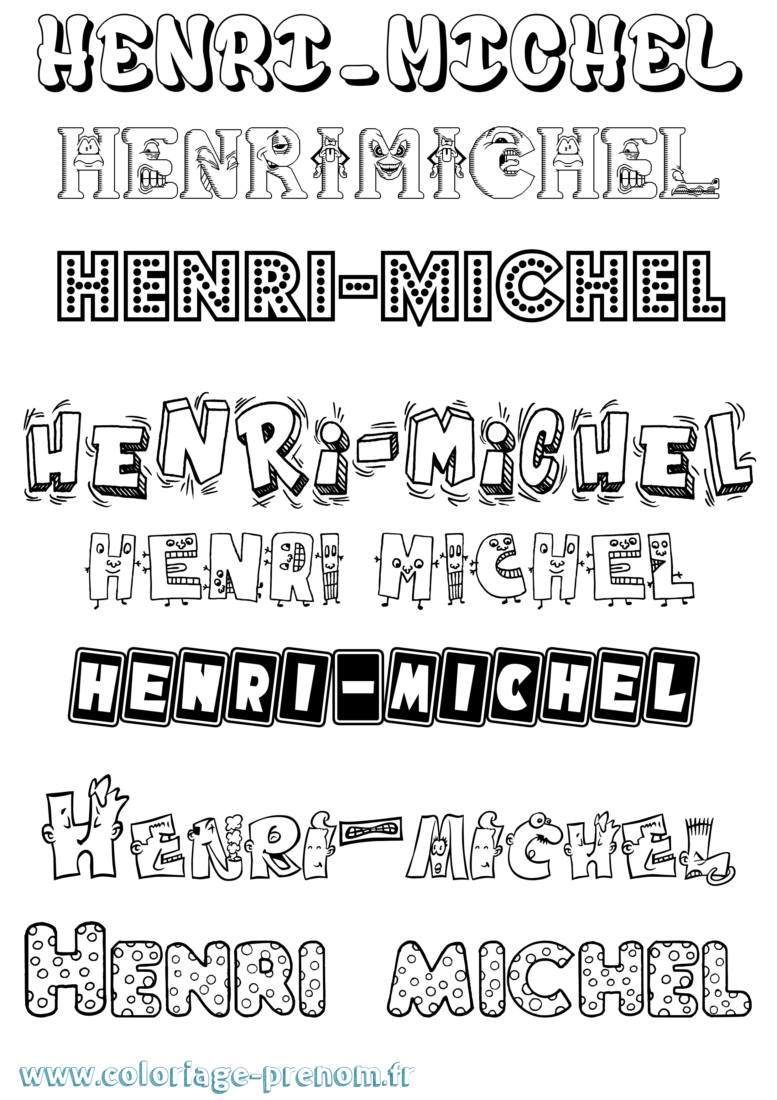 Coloriage prénom Henri-Michel Fun