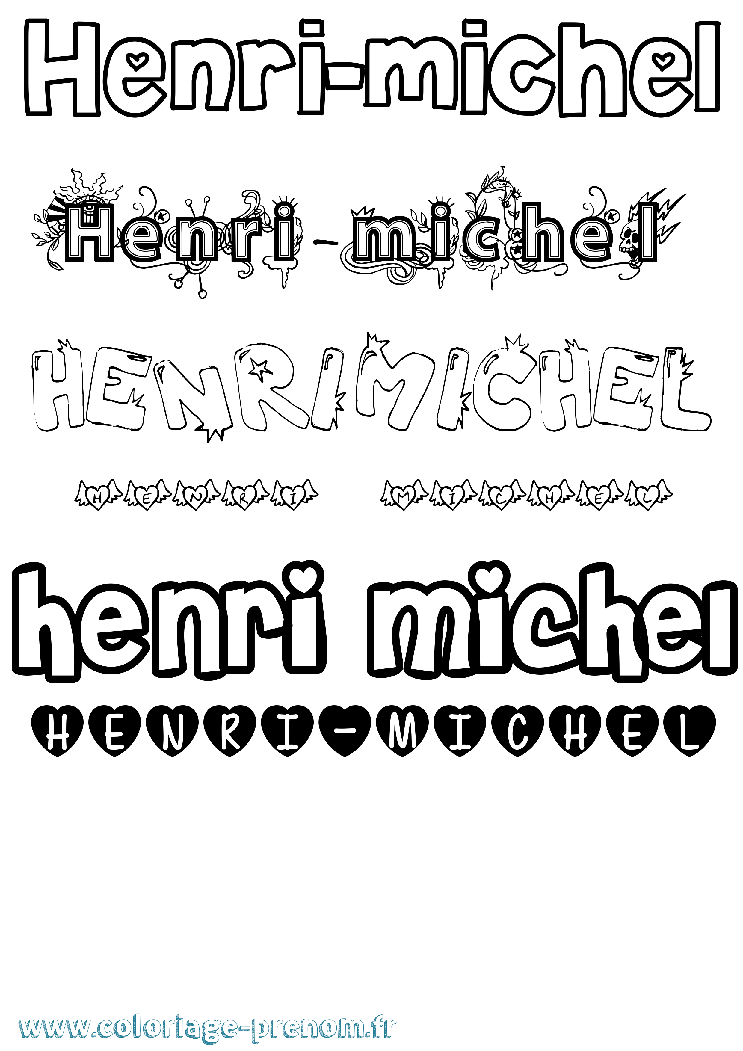 Coloriage prénom Henri-Michel Girly