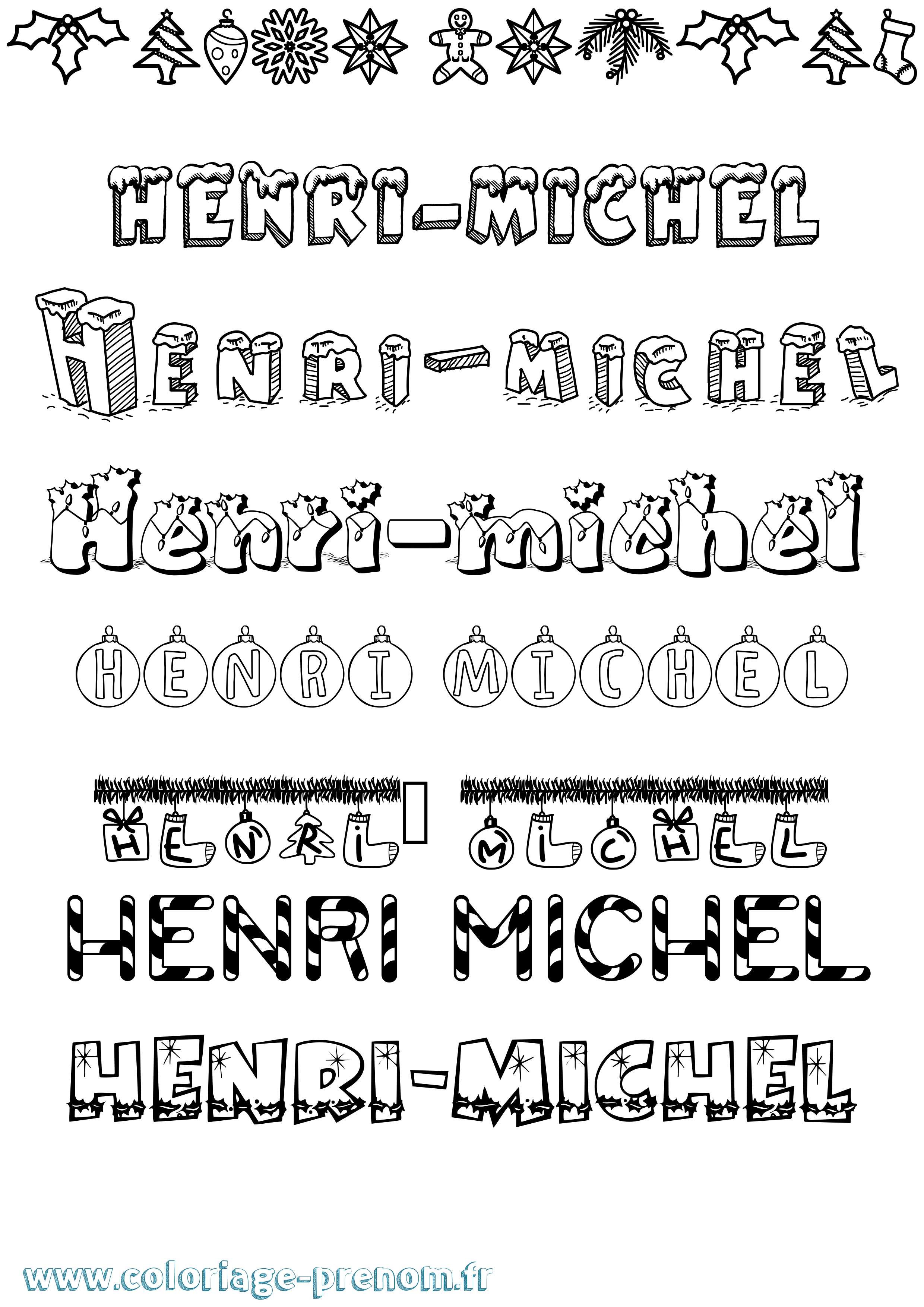 Coloriage Henri-Michel Noël Coloriage prénom Henri-Michel Noël