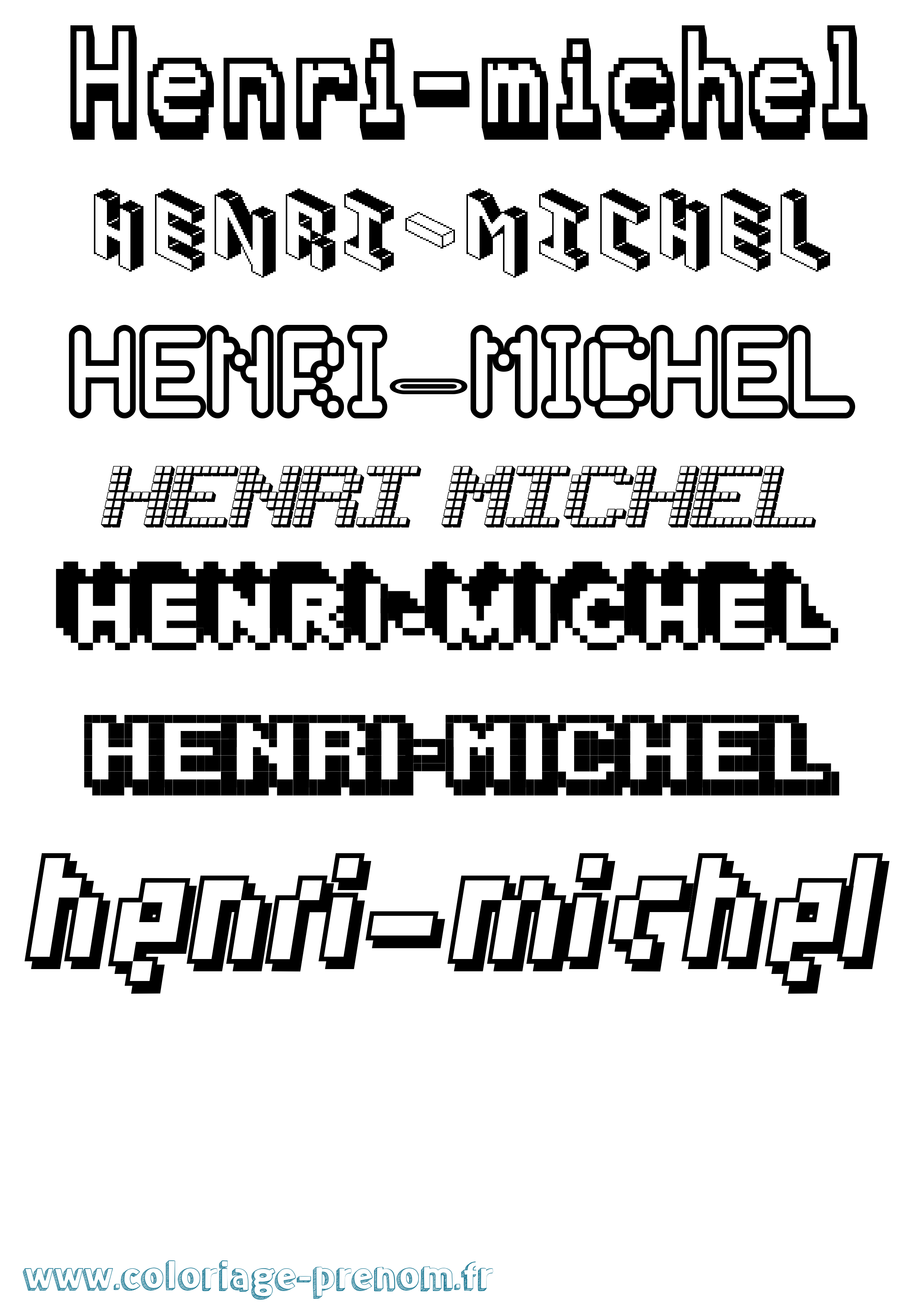 Coloriage prénom Henri-Michel Pixel