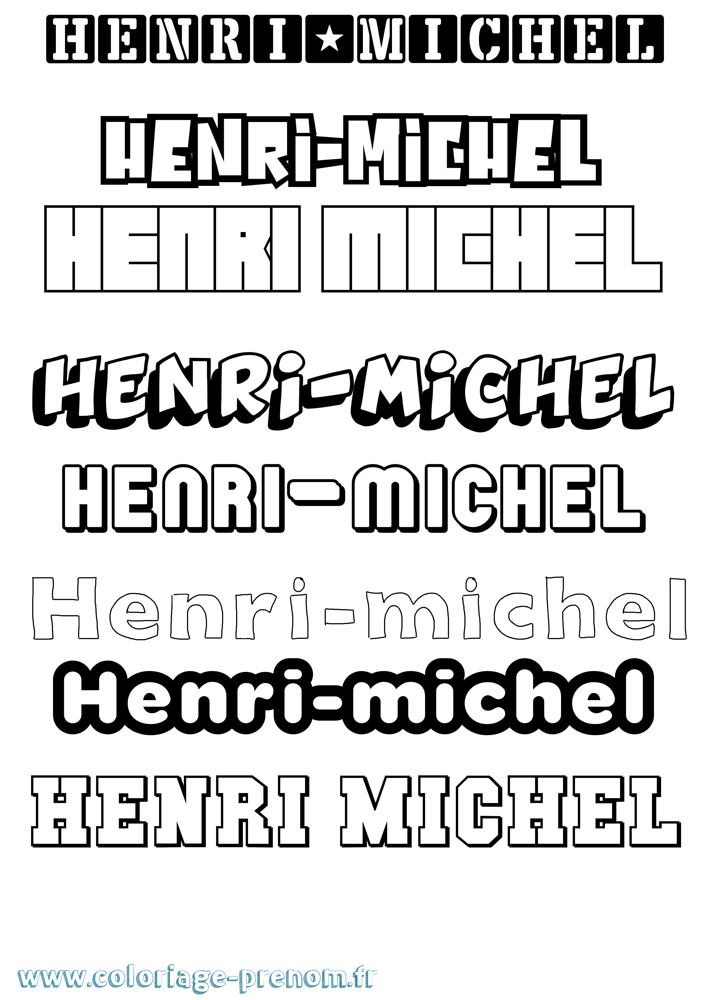 Coloriage Henri-Michel Simple Coloriage prénom Henri-Michel Simple