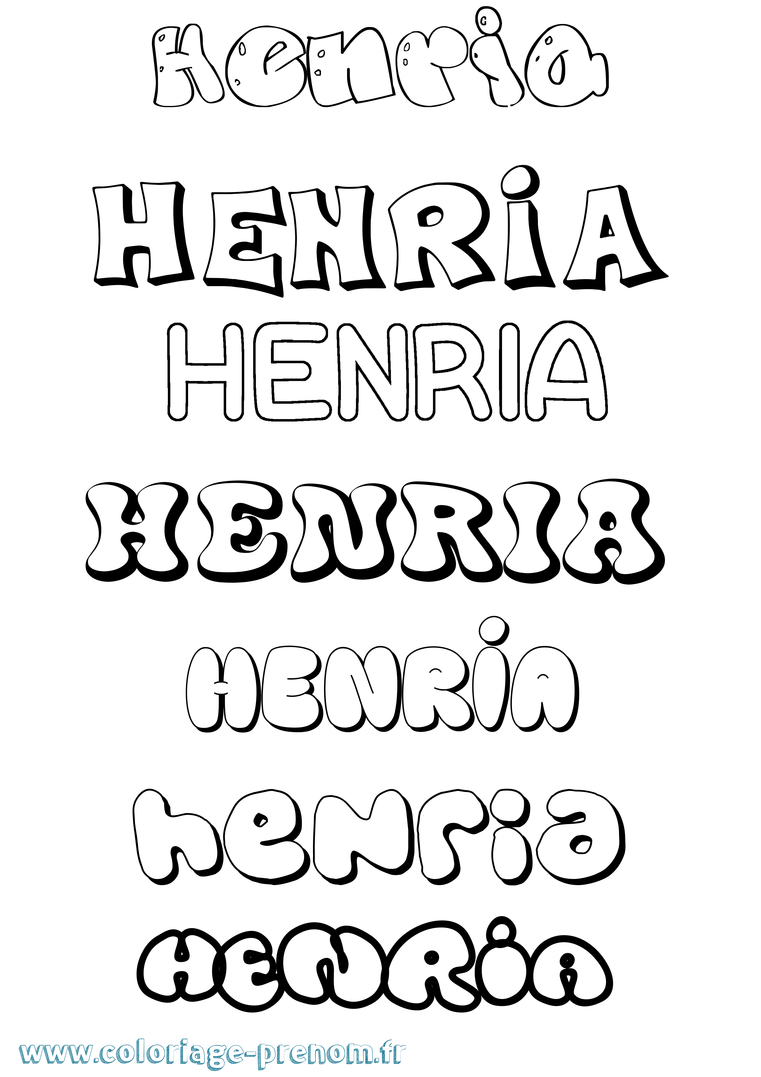 Coloriage Henria Bubble Coloriage prénom Henria Bubble