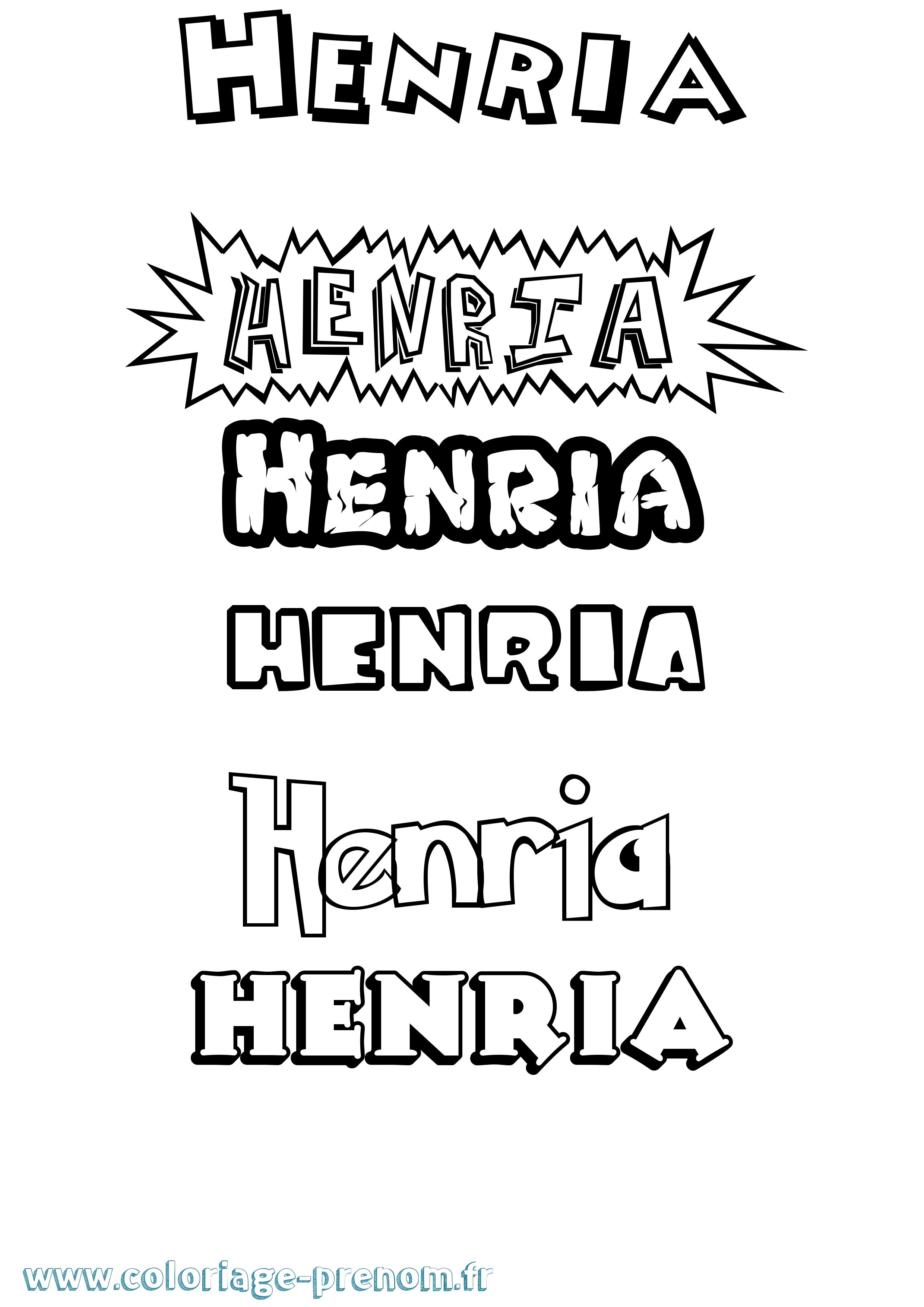 Coloriage Henria Dessin Animé Coloriage prénom Henria Dessin Animé