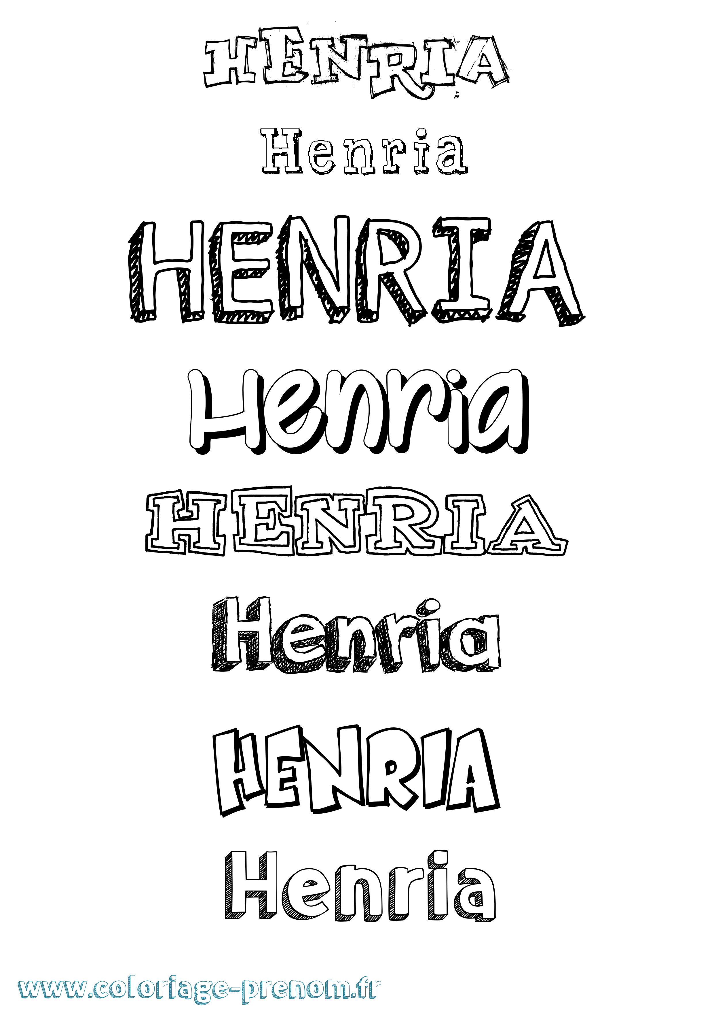 Coloriage Henria Dessiné Coloriage prénom Henria Dessiné