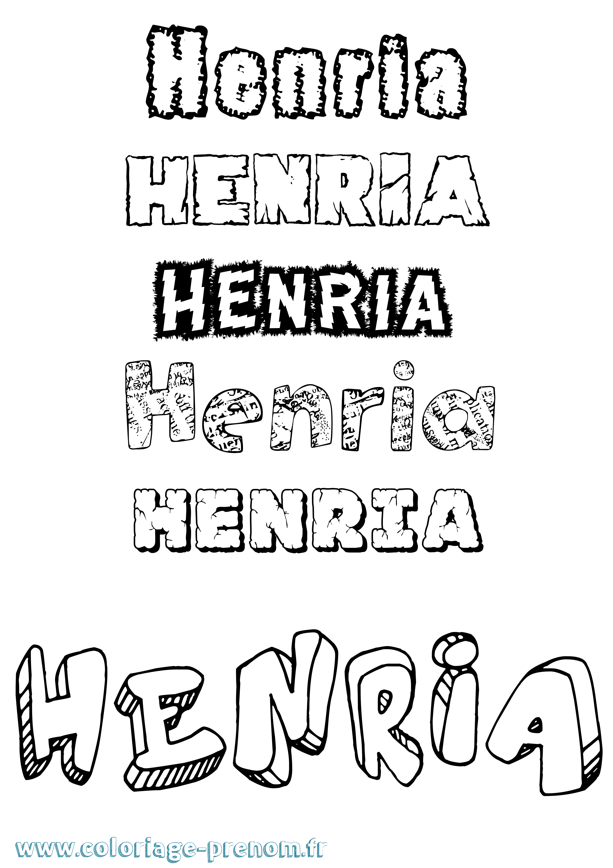 Coloriage prénom Henria Destructuré