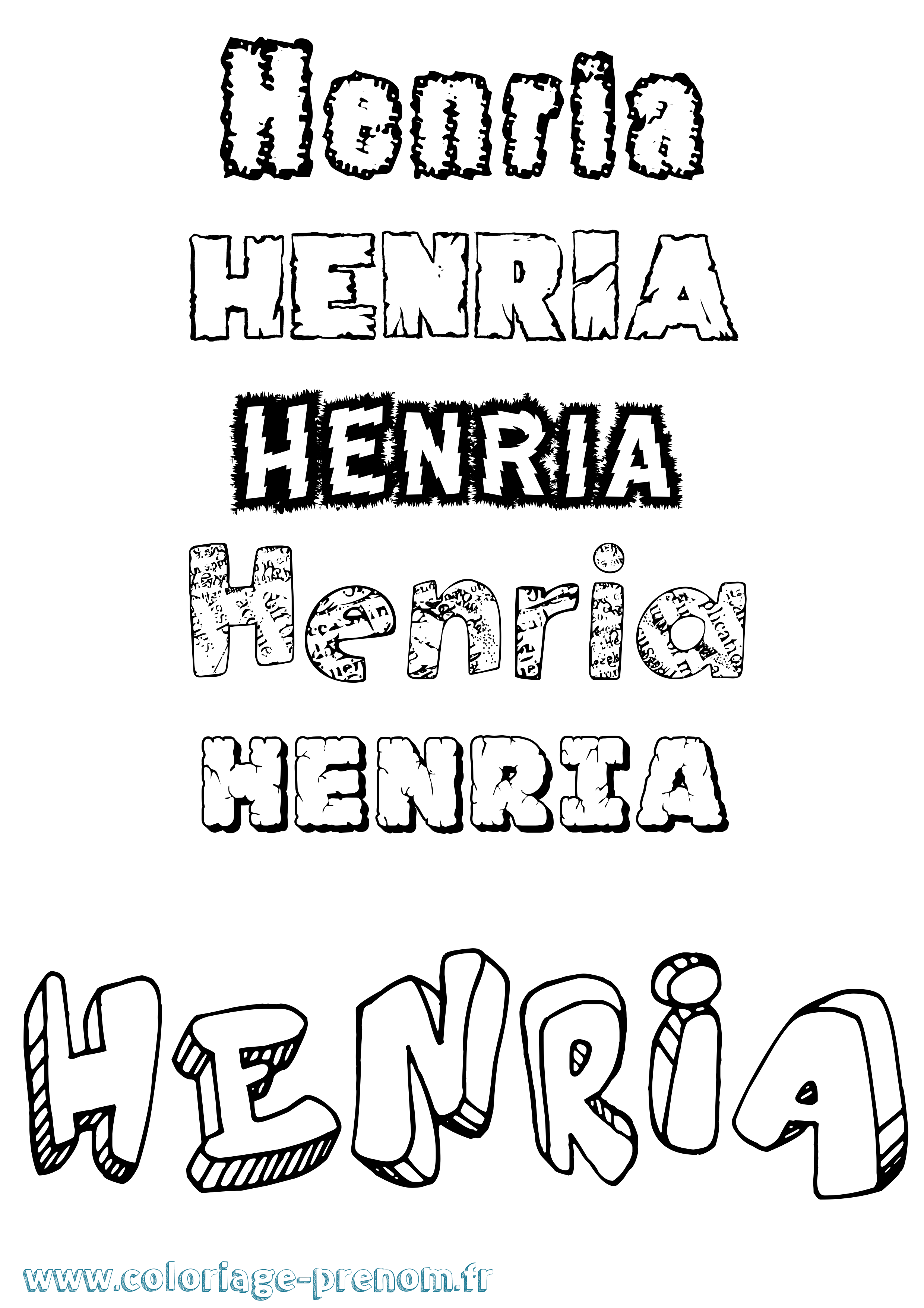 Coloriage Henria Destructuré Coloriage prénom Henria Destructuré