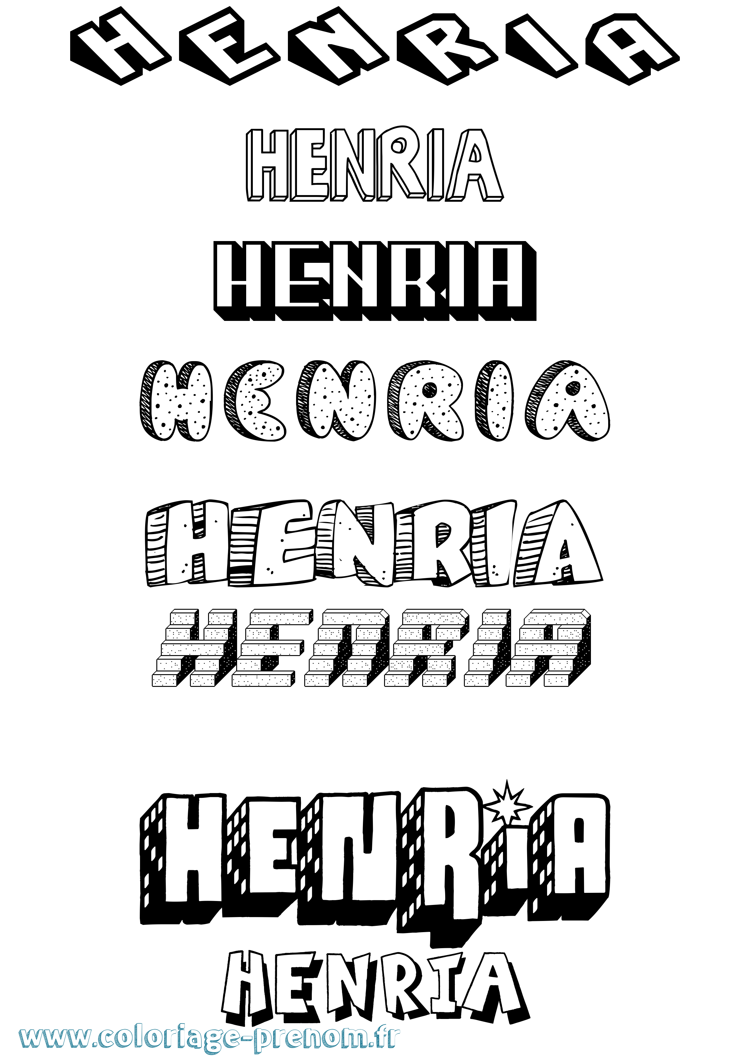 Coloriage Henria Effet 3D Coloriage prénom Henria Effet 3D
