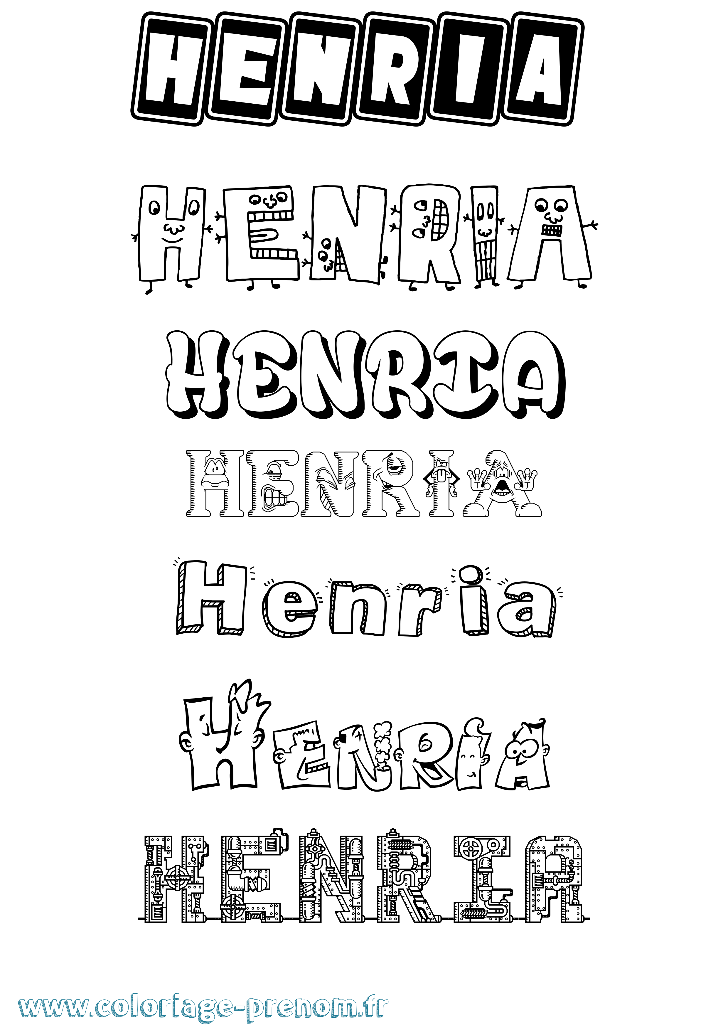 Coloriage prénom Henria Fun