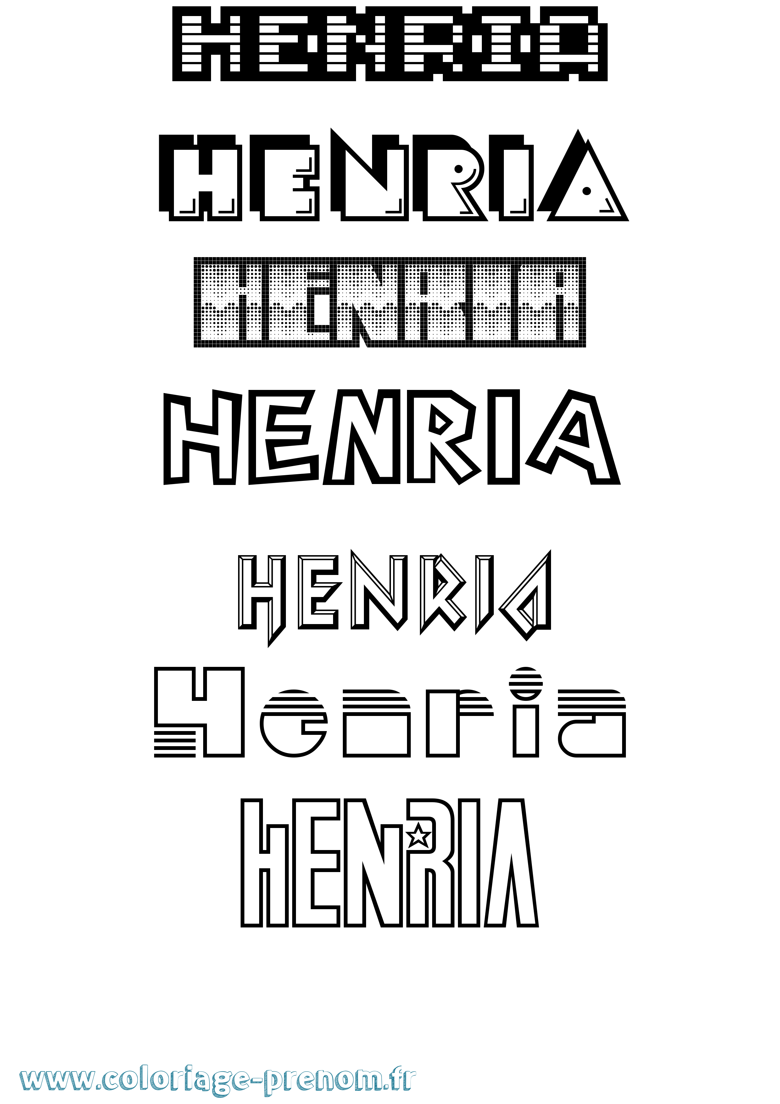 Coloriage Henria Jeux Vidéos Coloriage prénom Henria Jeux Vidéos