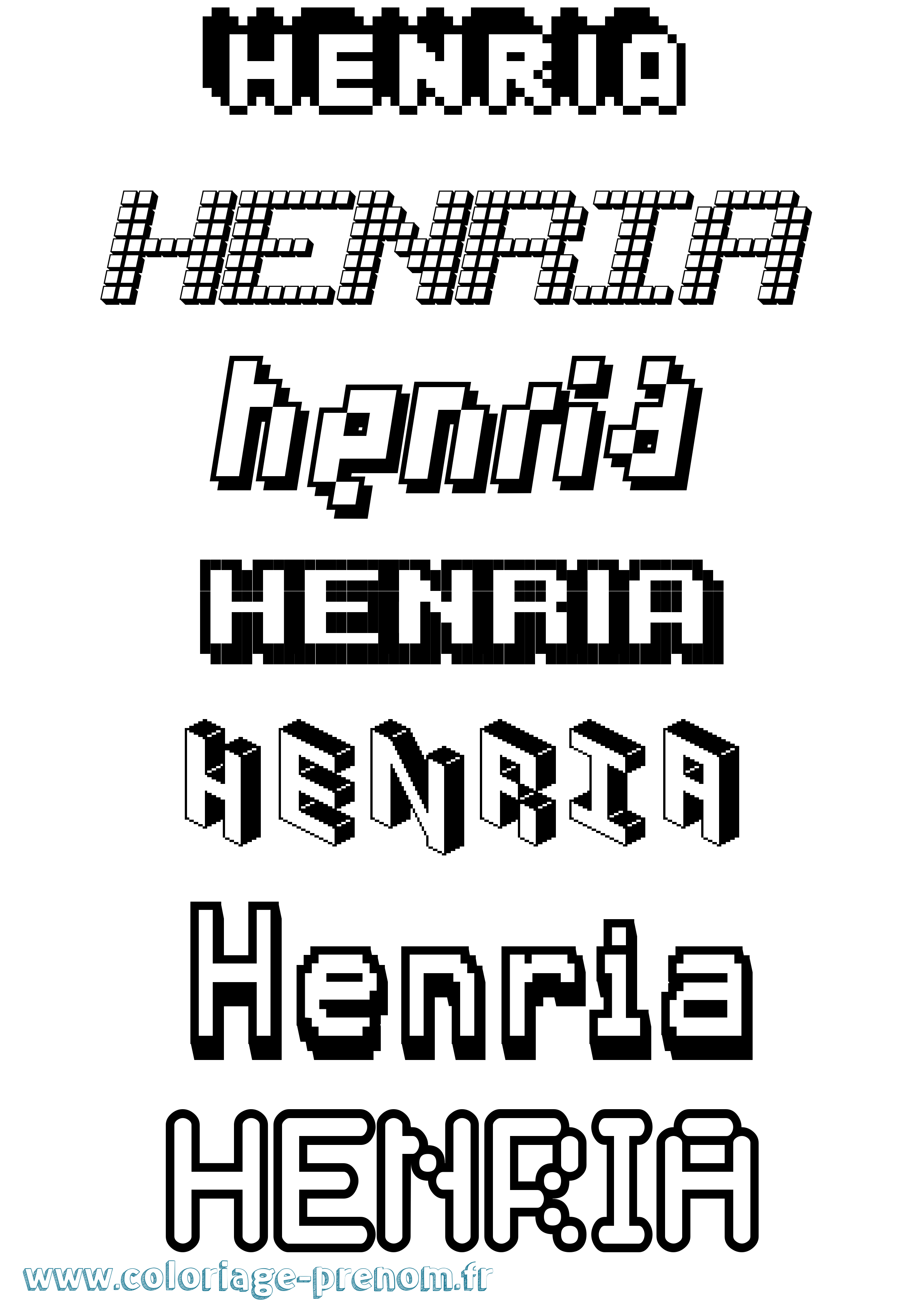 Coloriage prénom Henria Pixel