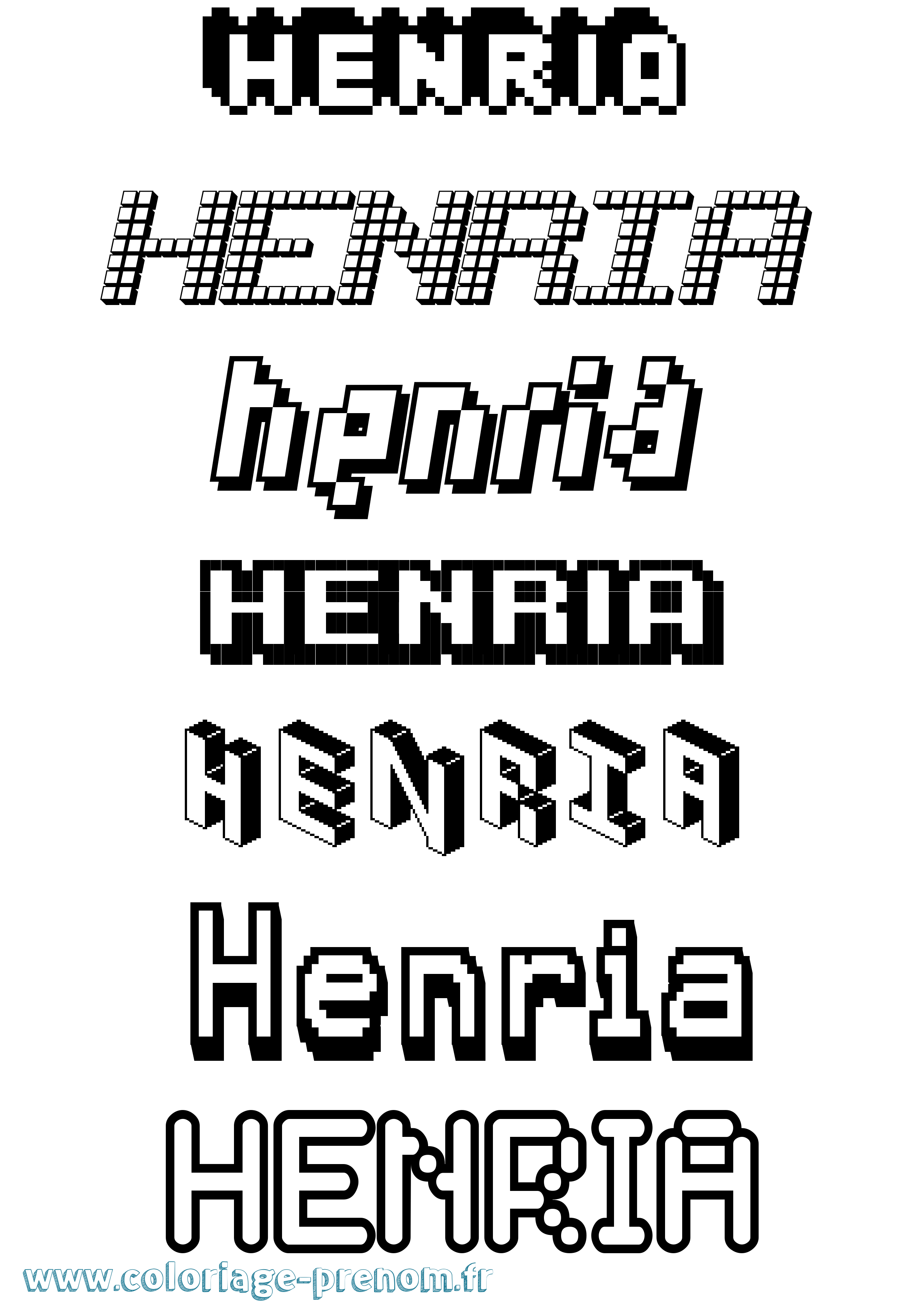 Coloriage Henria Pixel Coloriage prénom Henria Pixel