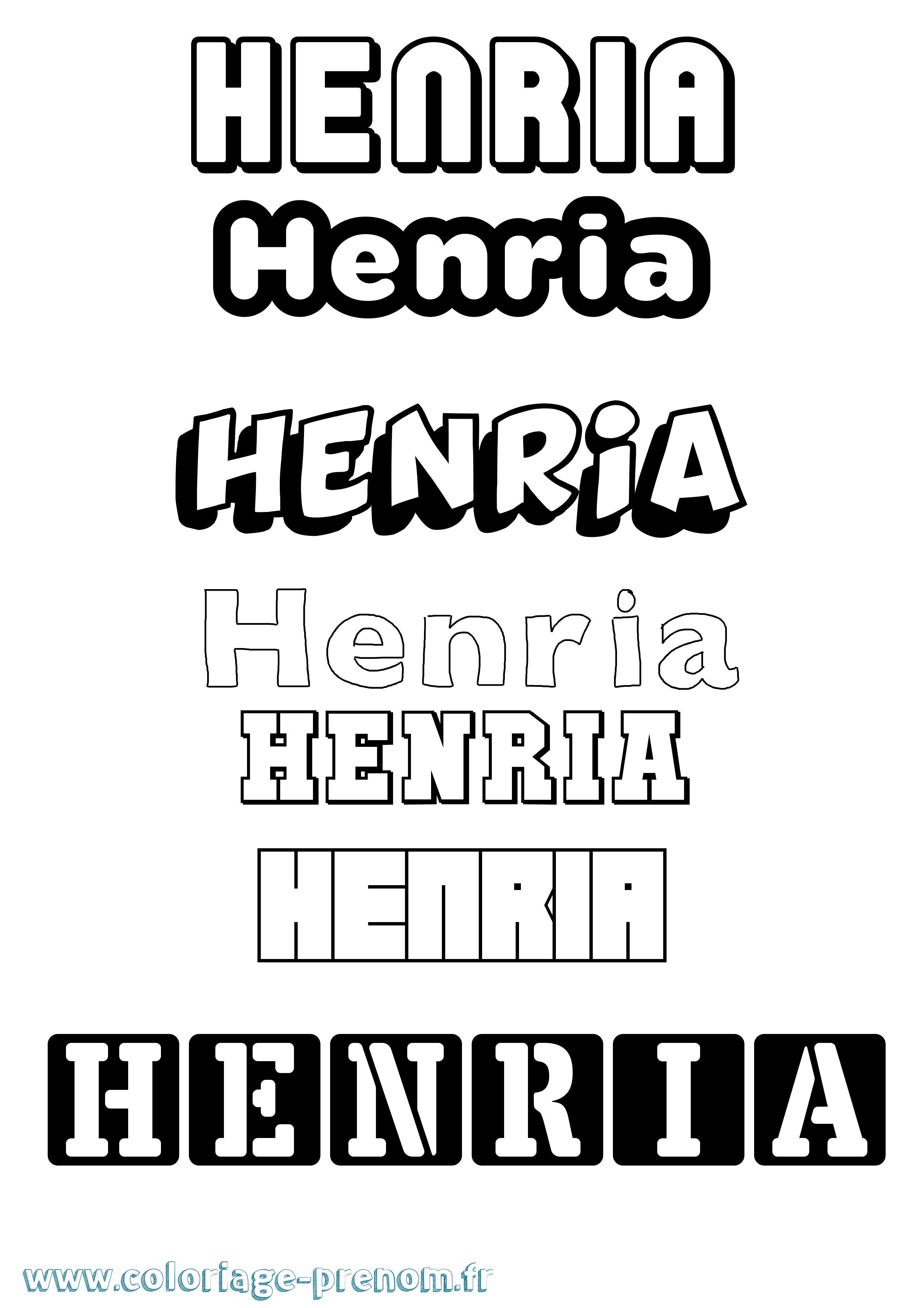 Coloriage Henria Simple Coloriage prénom Henria Simple