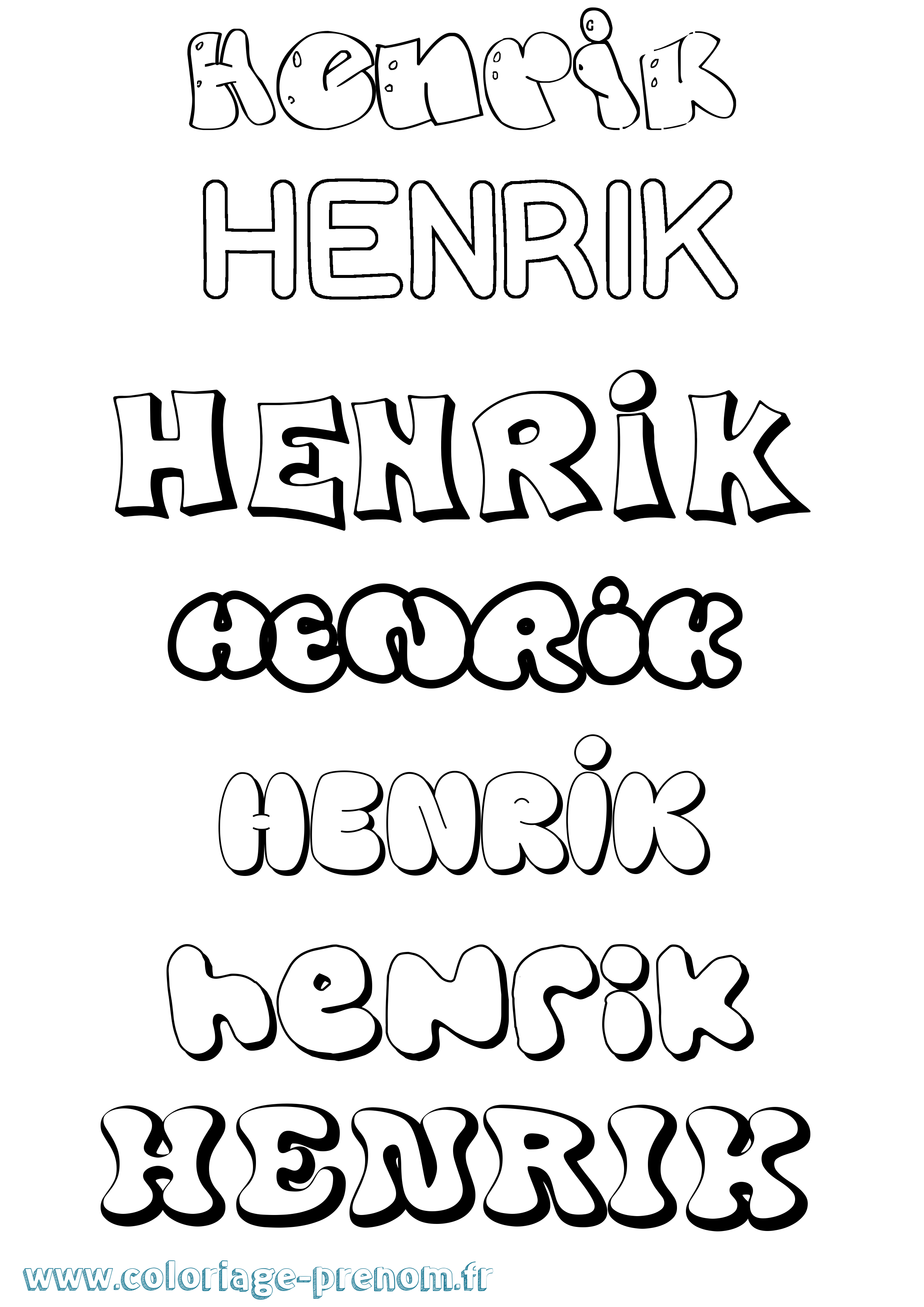 Coloriage prénom Henrik Bubble