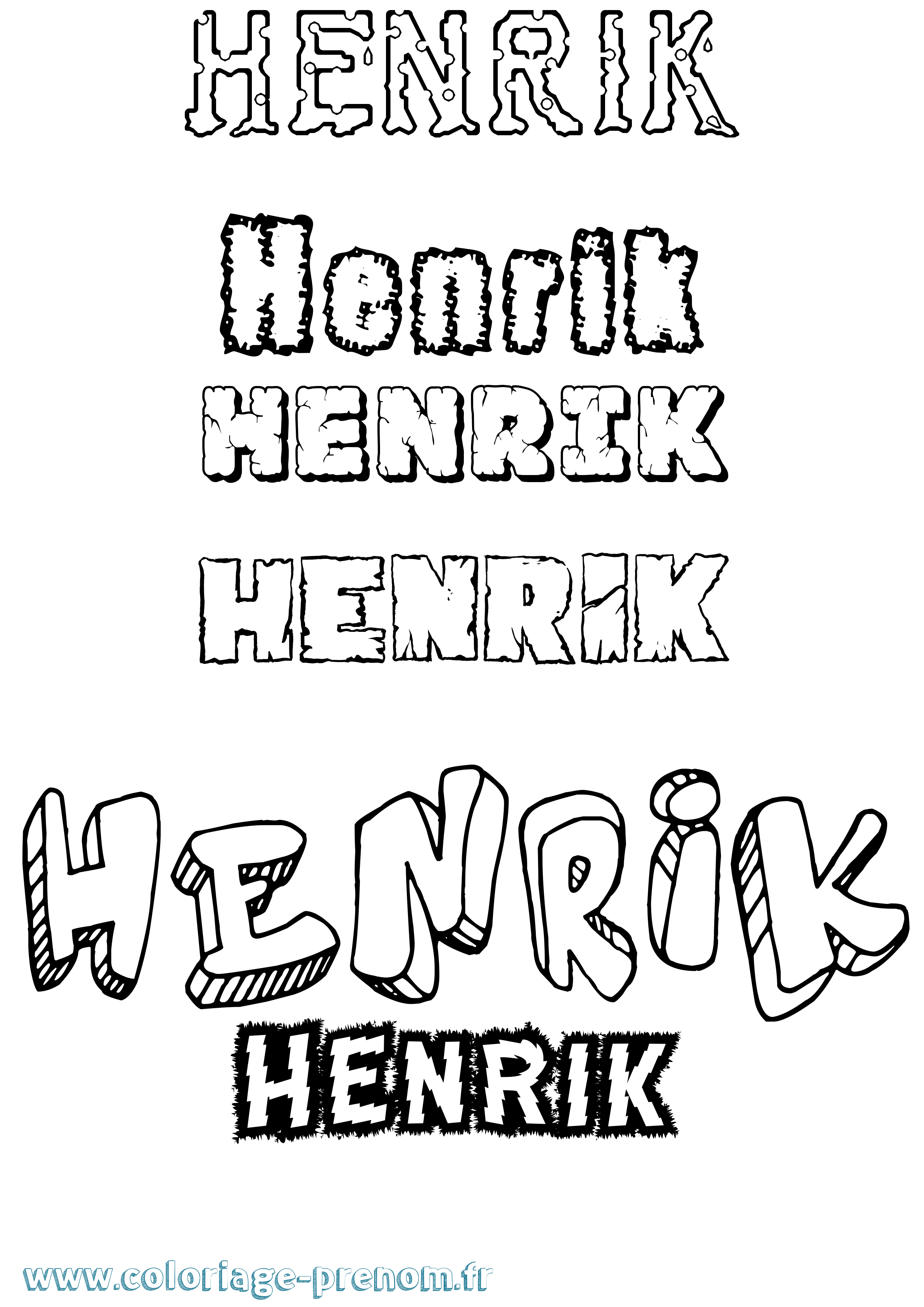 Coloriage prénom Henrik Destructuré