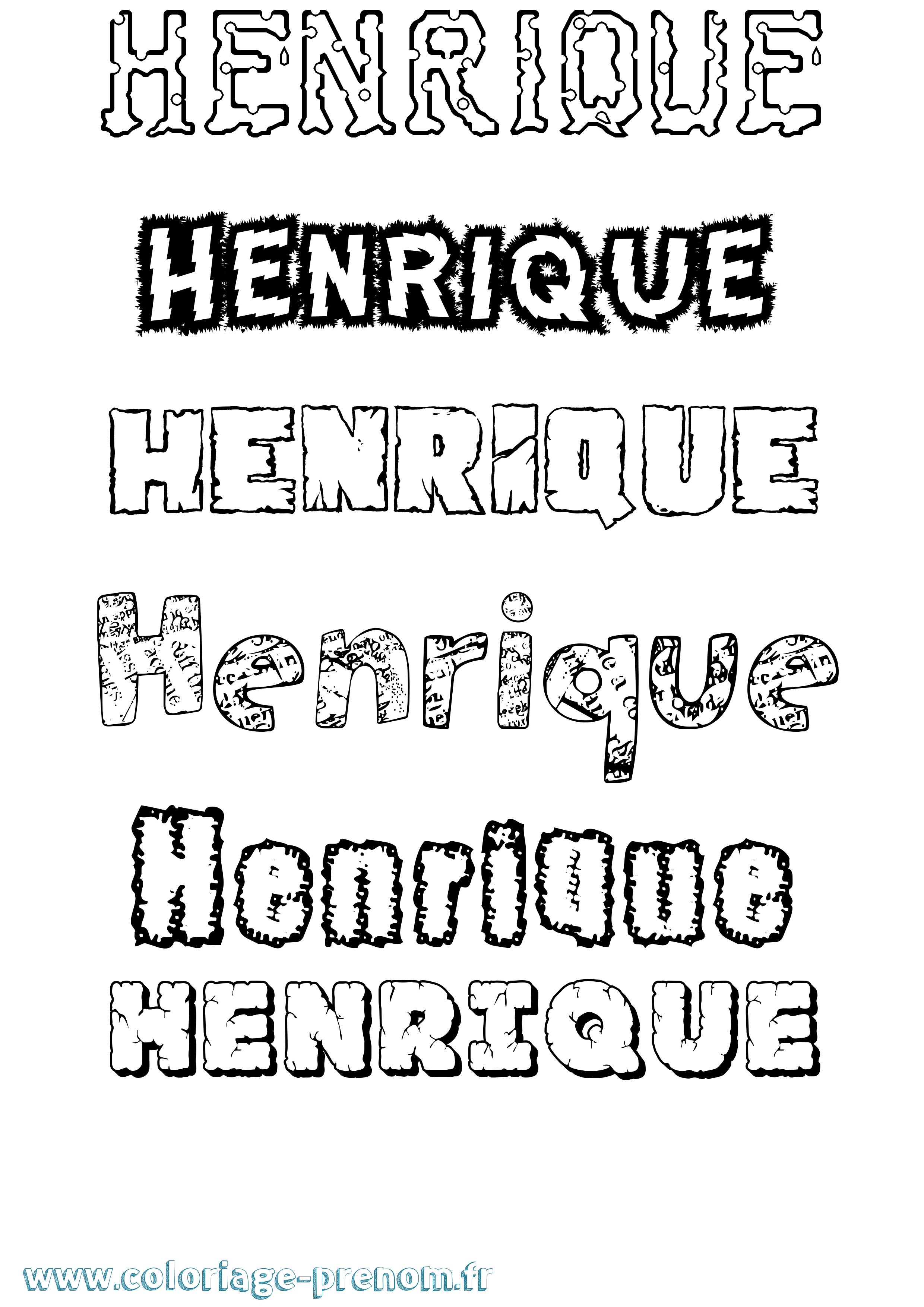 Coloriage prénom Henrique Destructuré