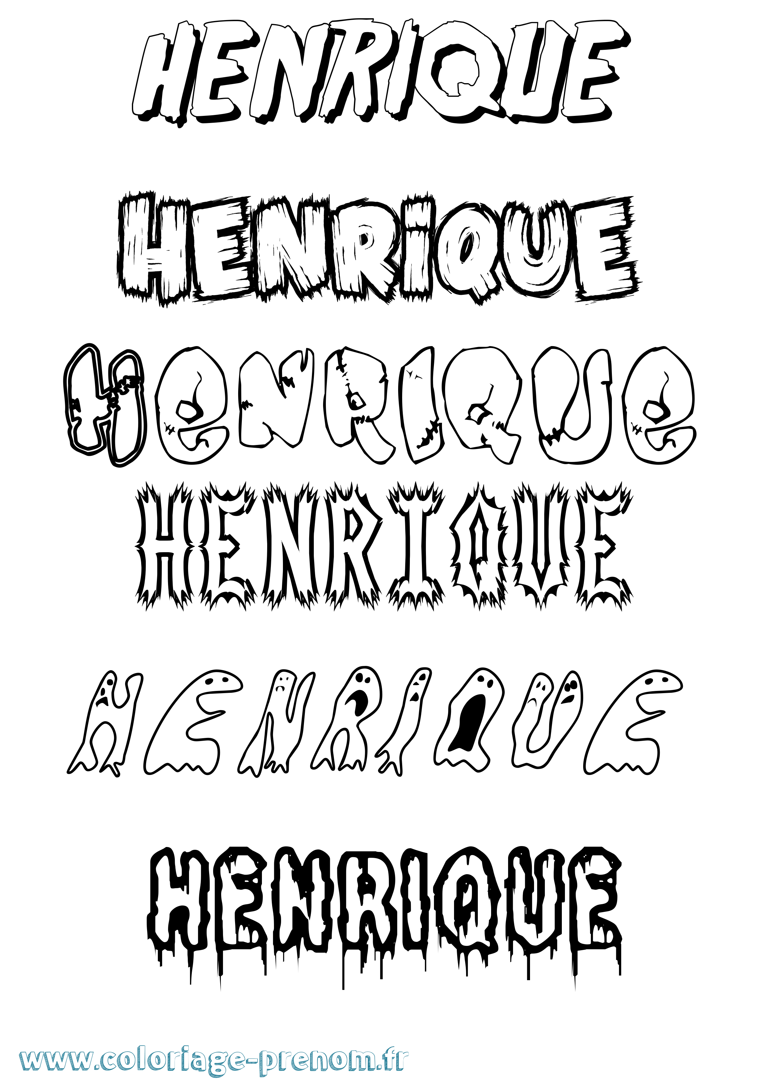 Coloriage prénom Henrique Frisson