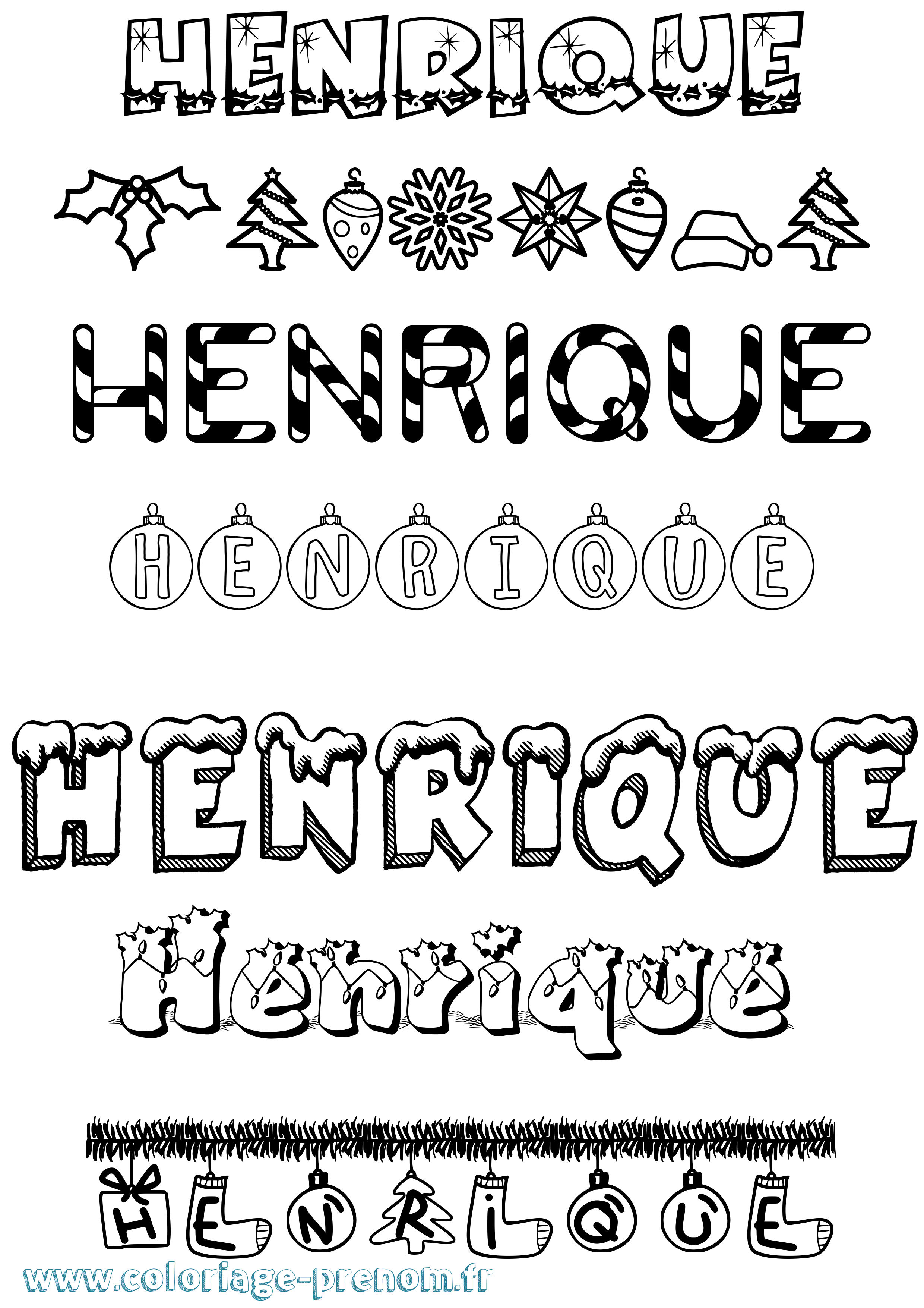 Coloriage prénom Henrique Noël